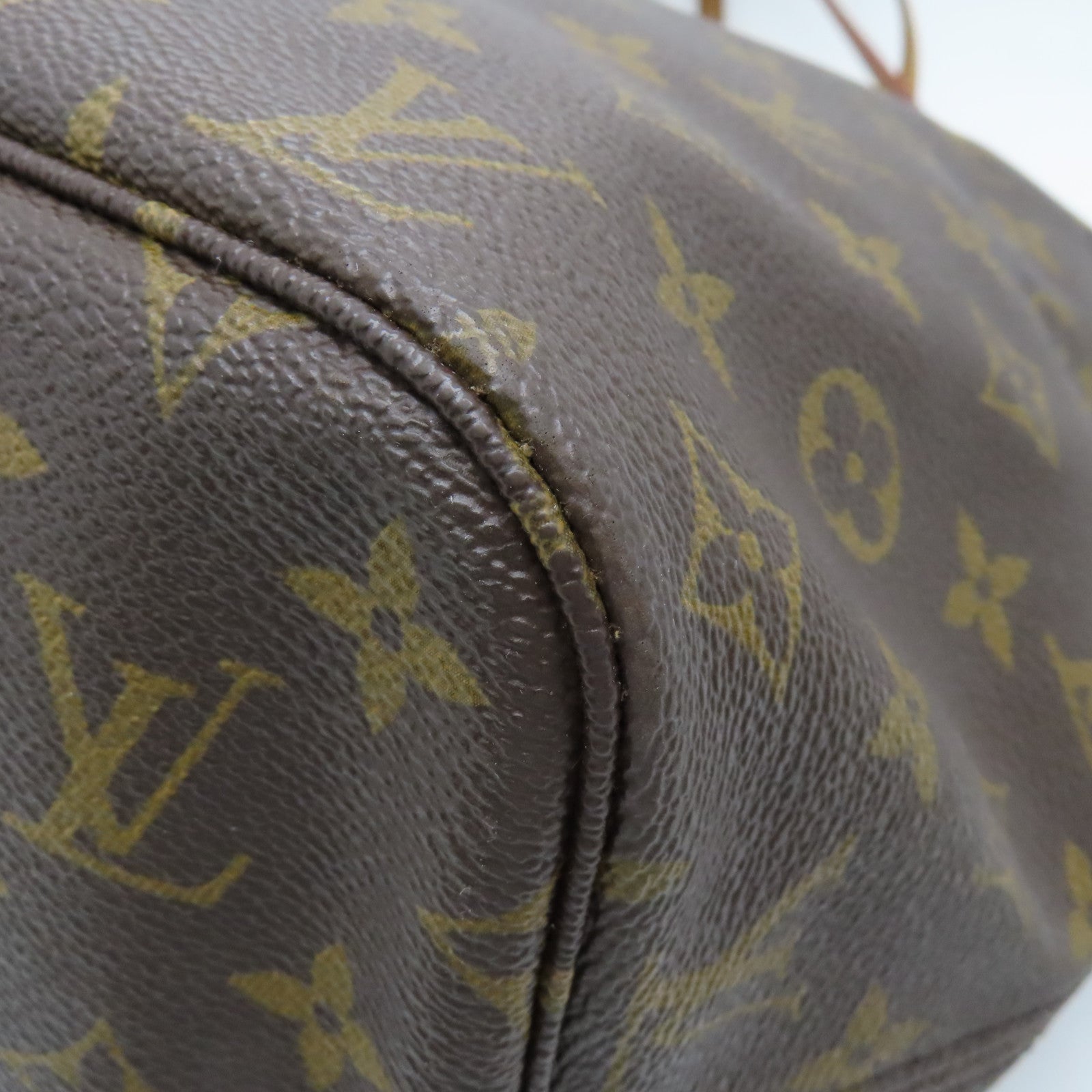 LOUIS VUITTON Monogram Neverfull MM gold buckle shoulder bag / hand bag brown