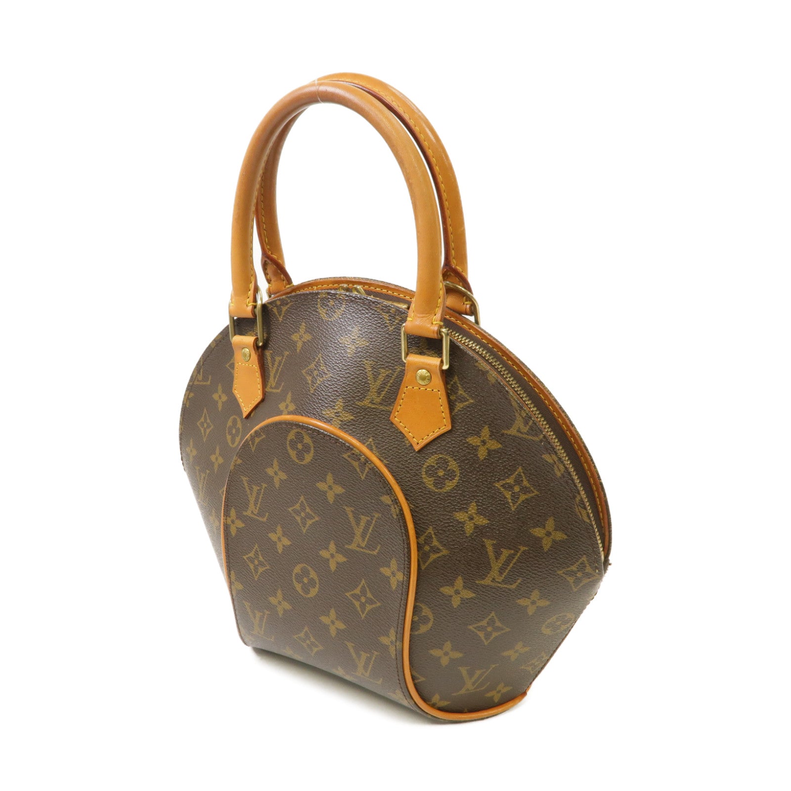 LOUIS VUITTON Monogram Elipse PM金扣手挽袋棕色