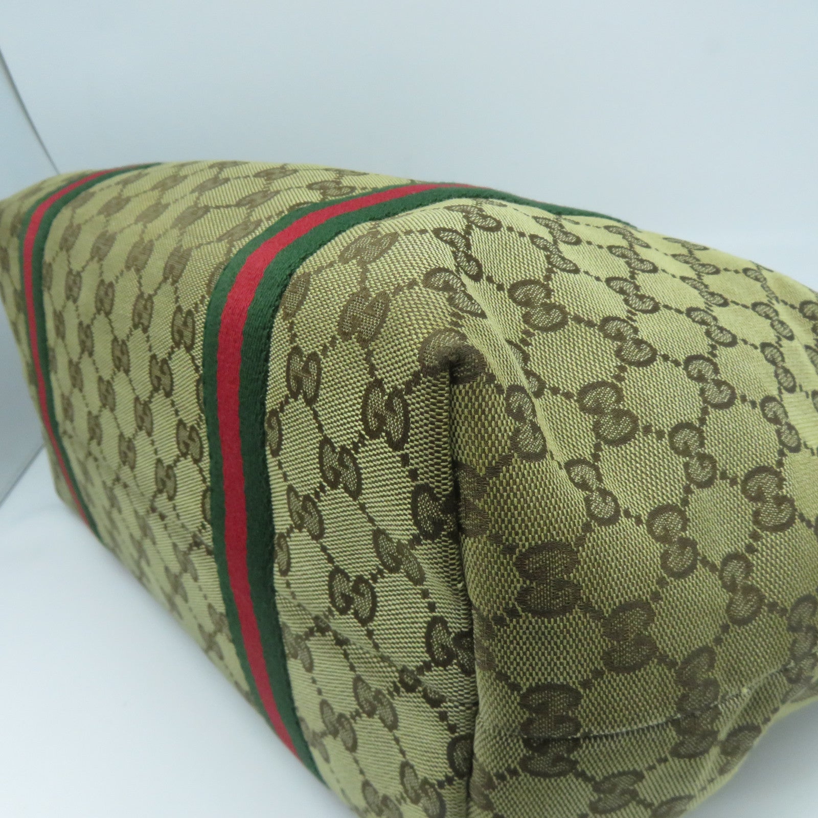 GUCCI 帆布Tote Bag金扣手挽袋白色/啡色