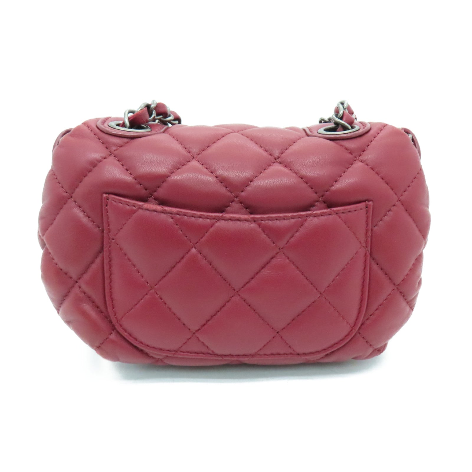 CHANEL Lingge cowhide leather Chain Shoulder Bag silver buckle chain shoulder bag red