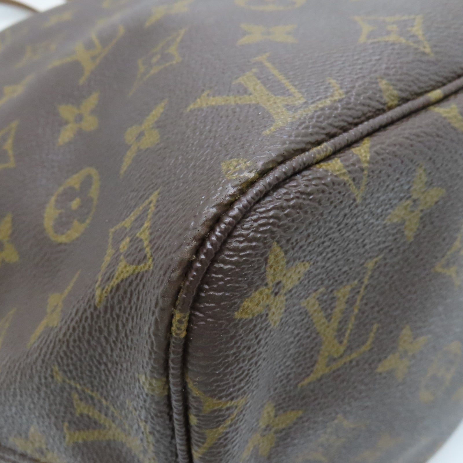 LOUIS VUITTON Monogram Neverfull MM gold buckle shoulder bag / hand bag brown