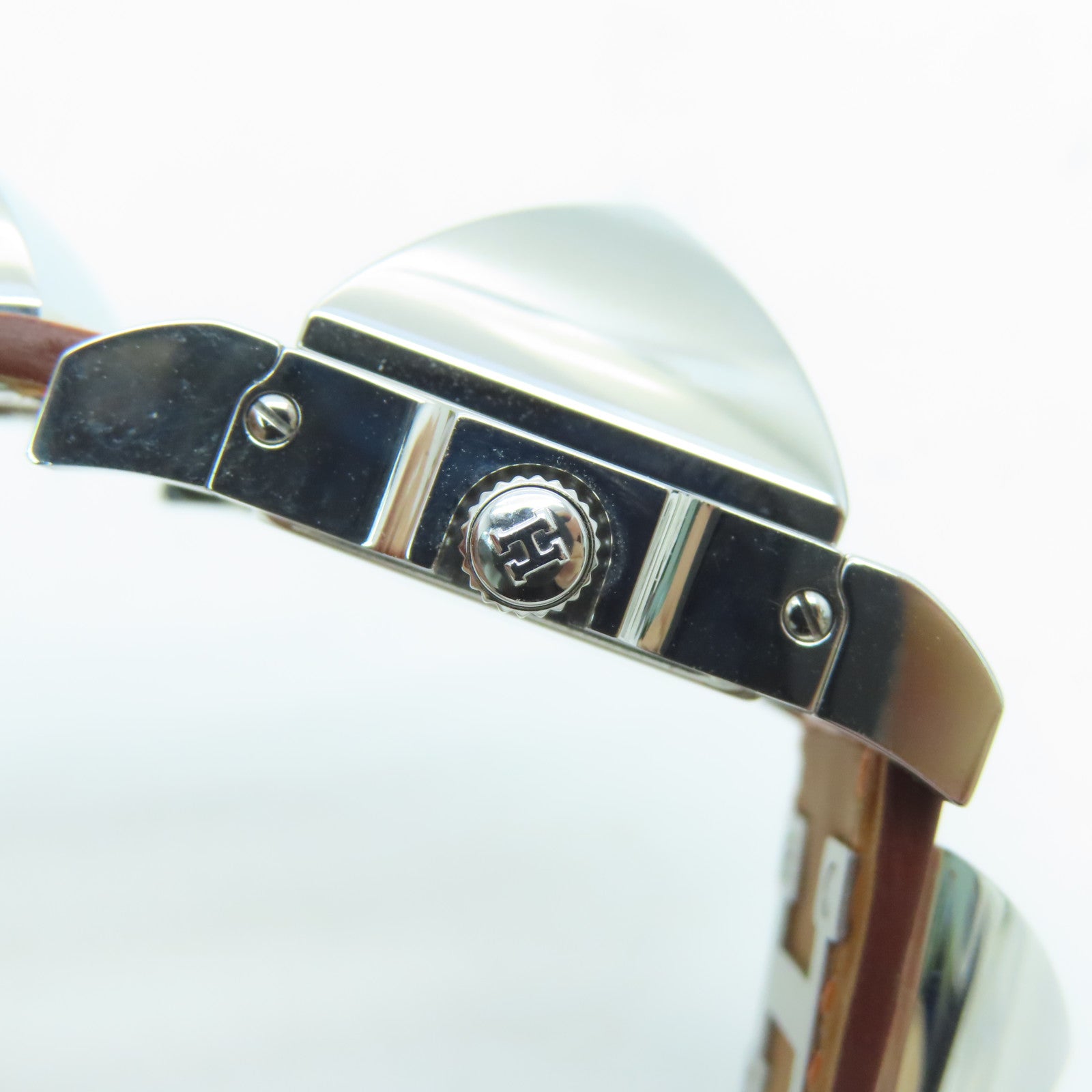 HERMES [Sharp Discount] Medor Stainless Steel/Alligator Leather Watch Quartz Movement Beige