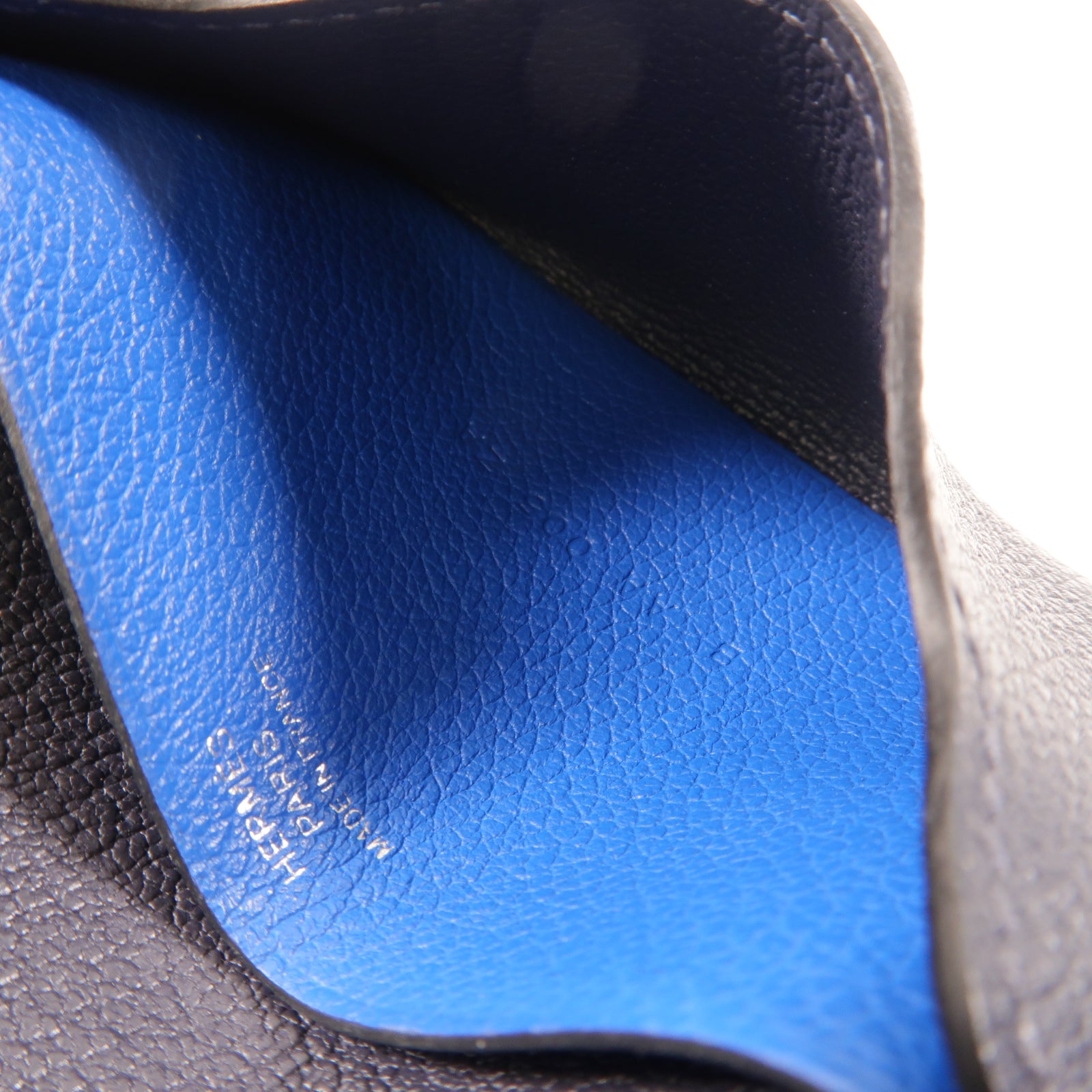 HERMES Evercolor皮革R M S Card Holder銀扣卡片套深藍色