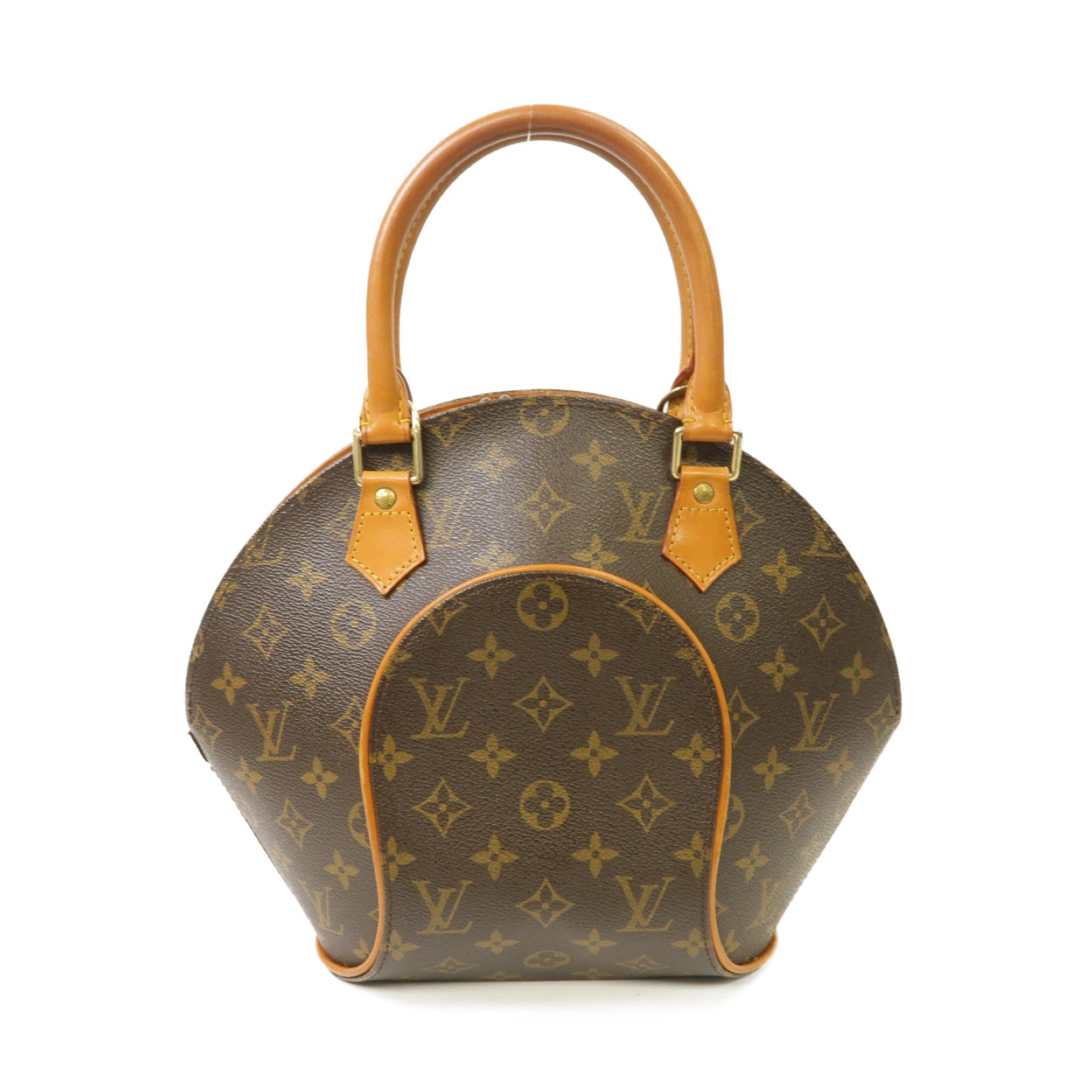 LOUIS VUITTON Monogram Elipse PM金扣手挽袋棕色
