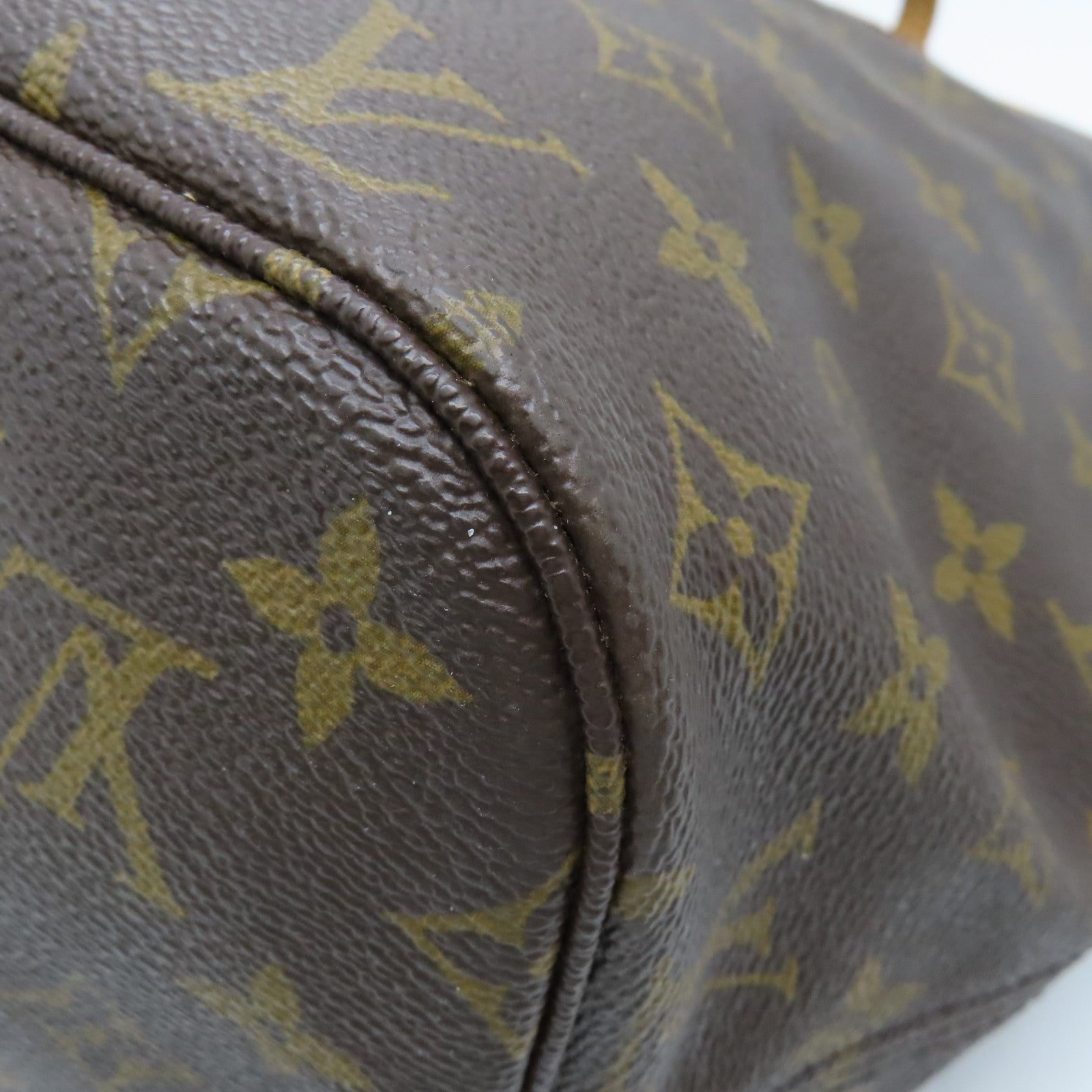 LOUIS VUITTON Monogram Neverfull MM gold buckle shoulder bag / hand bag brown