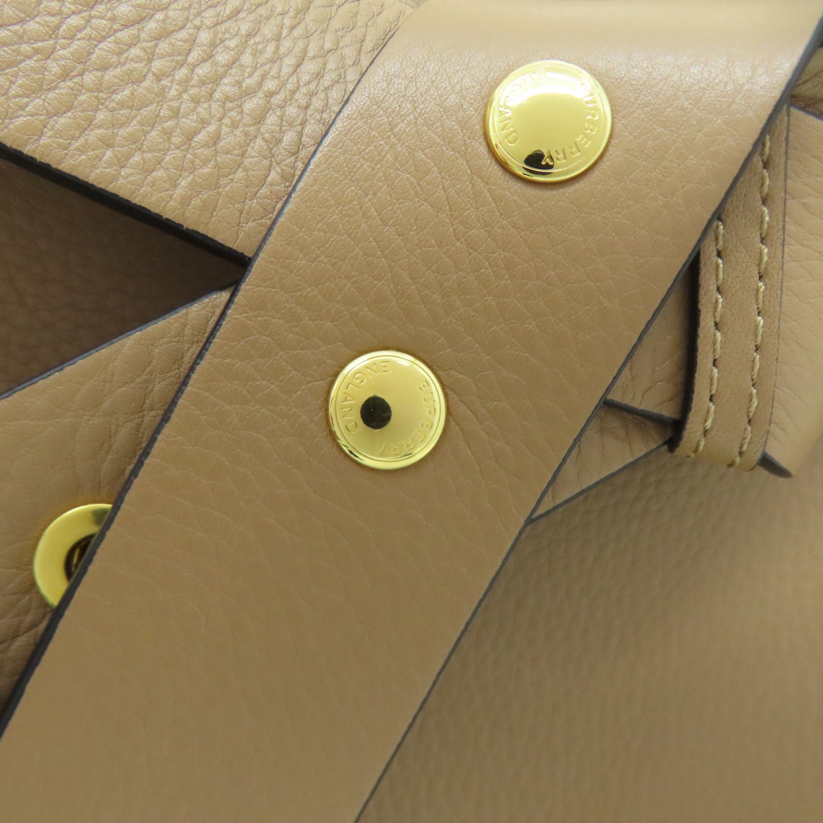 BURBERRY 牛皮皮革2Way Shoulder金扣手挽肩背兩用袋啡色