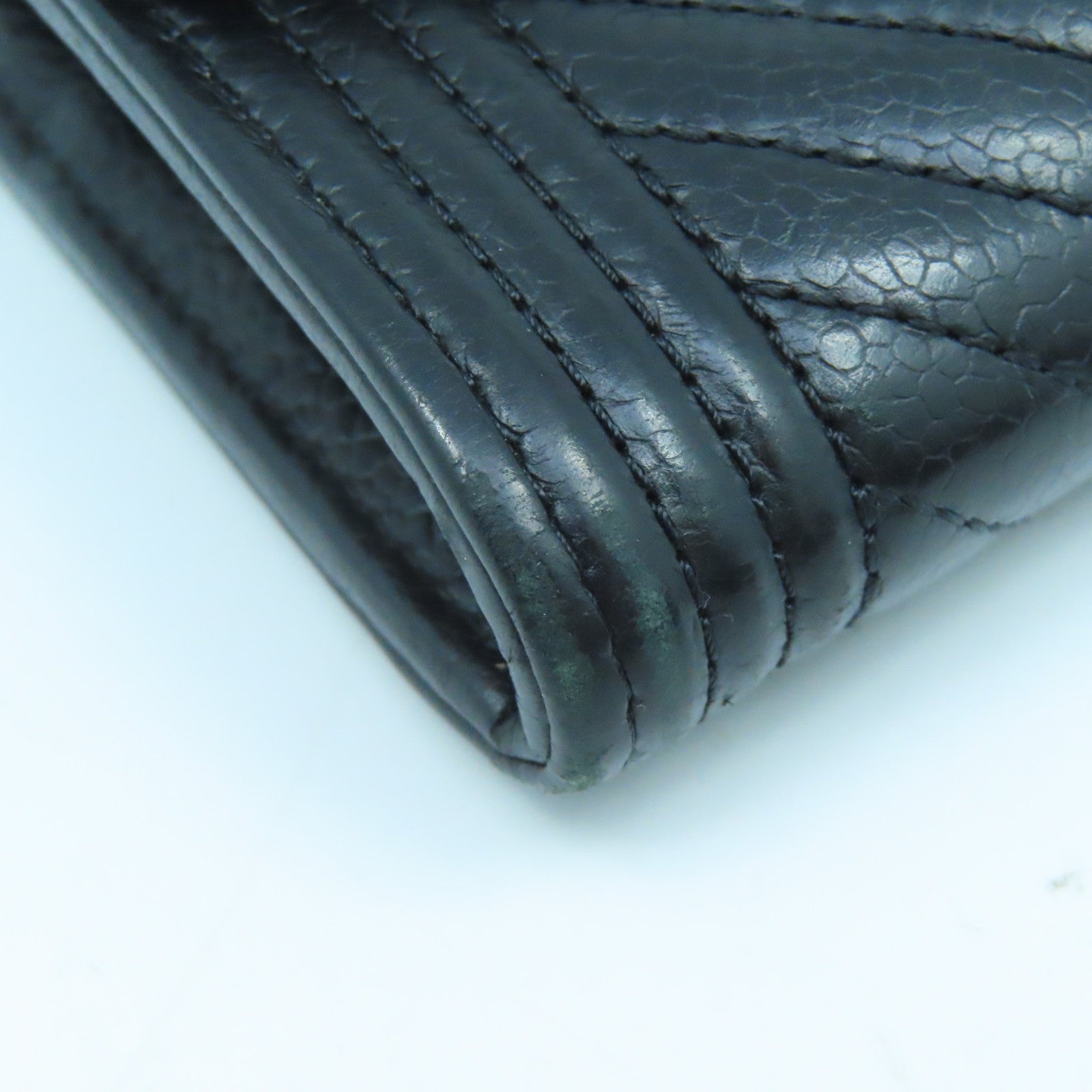 CHANEL Twill Caviar Leather Boy Chanel Wallet Silver Buckle Long Wallet Black