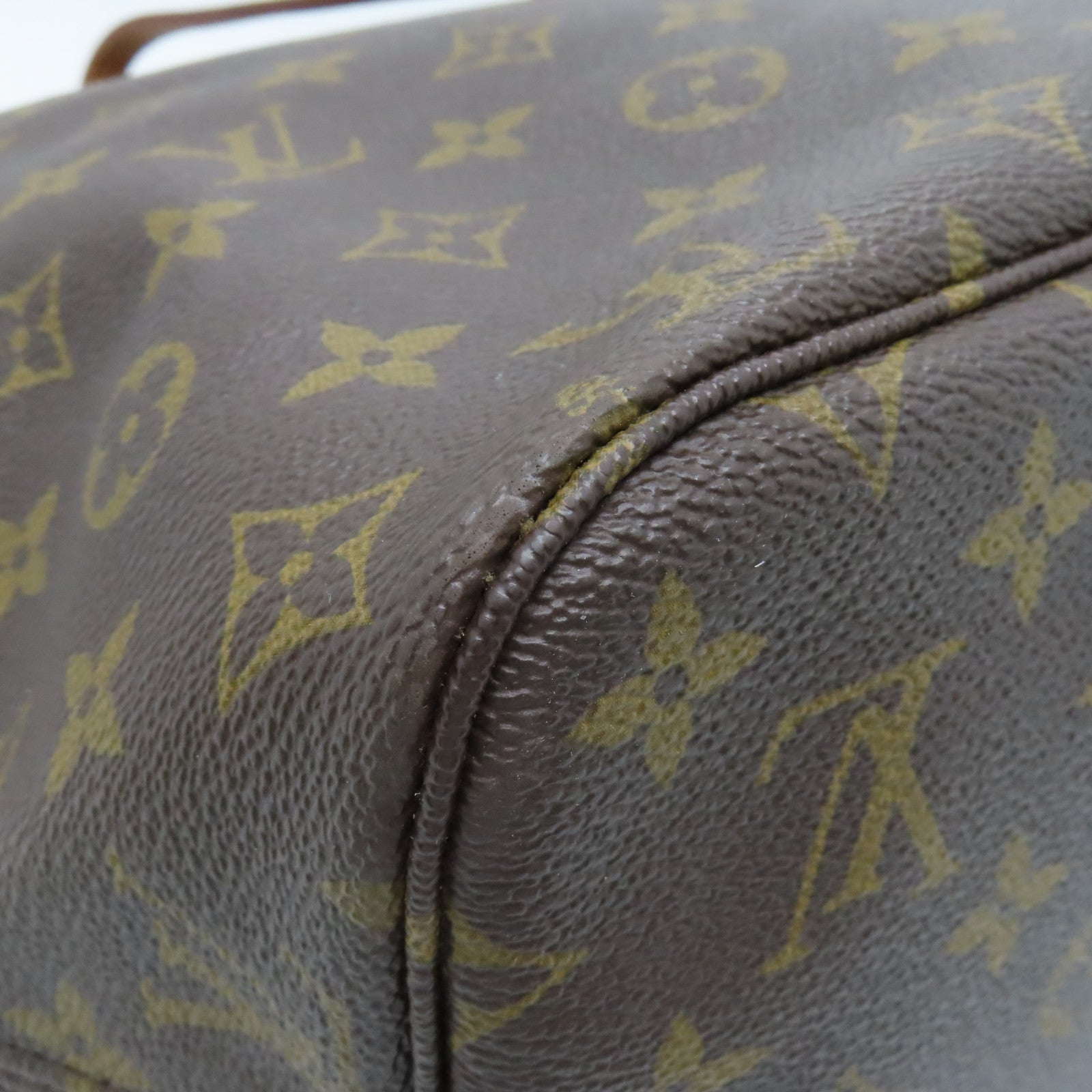 LOUIS VUITTON Monogram Neverfull MM gold buckle shoulder bag / hand bag brown