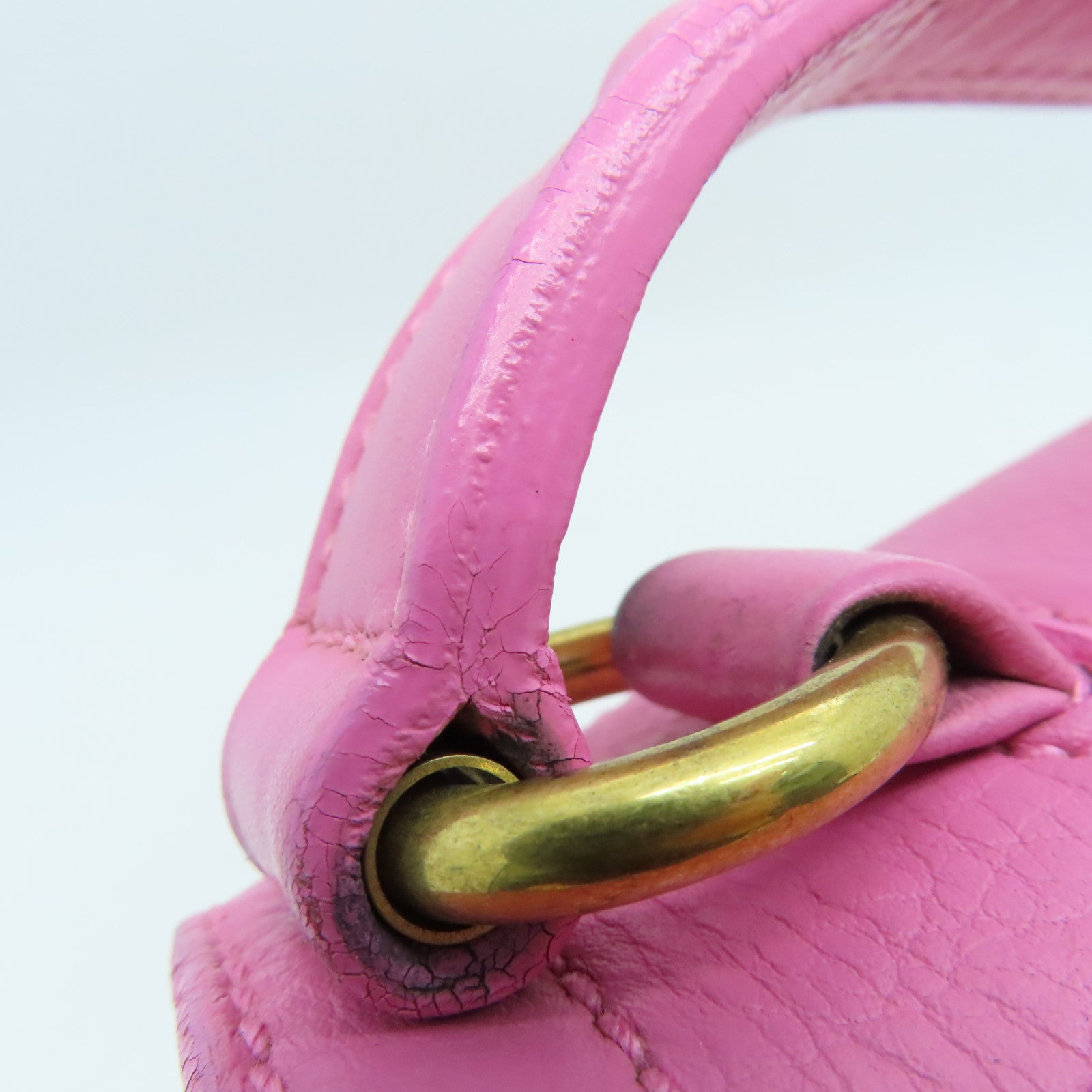 YVES SAINT LAURENT 皮革/帆布Handbag金扣手挽袋粉红色
