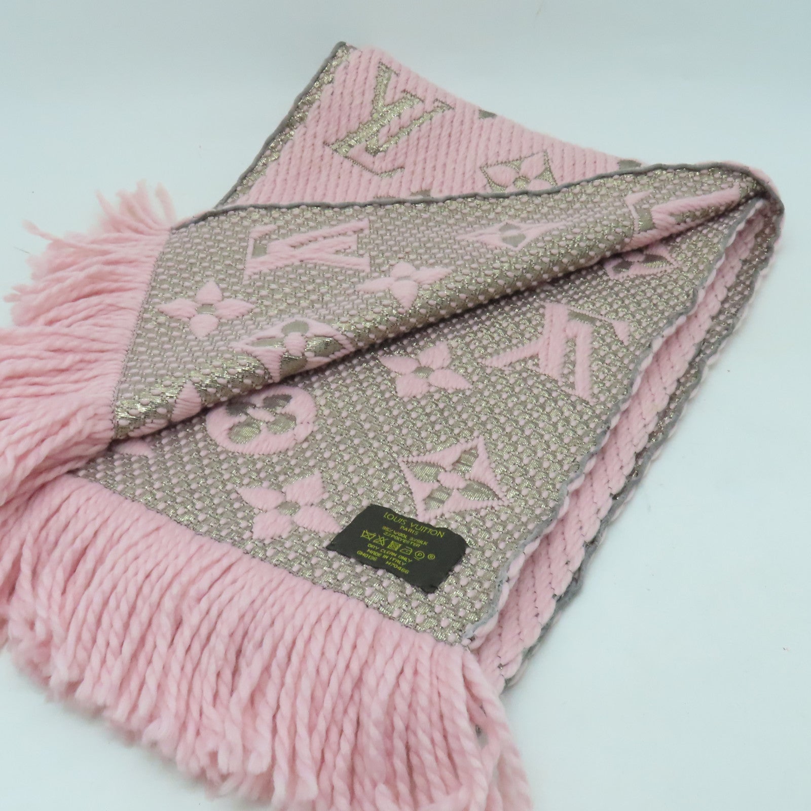 LOUIS VUITTON 羊毛絲質Scarf圍巾粉紅色