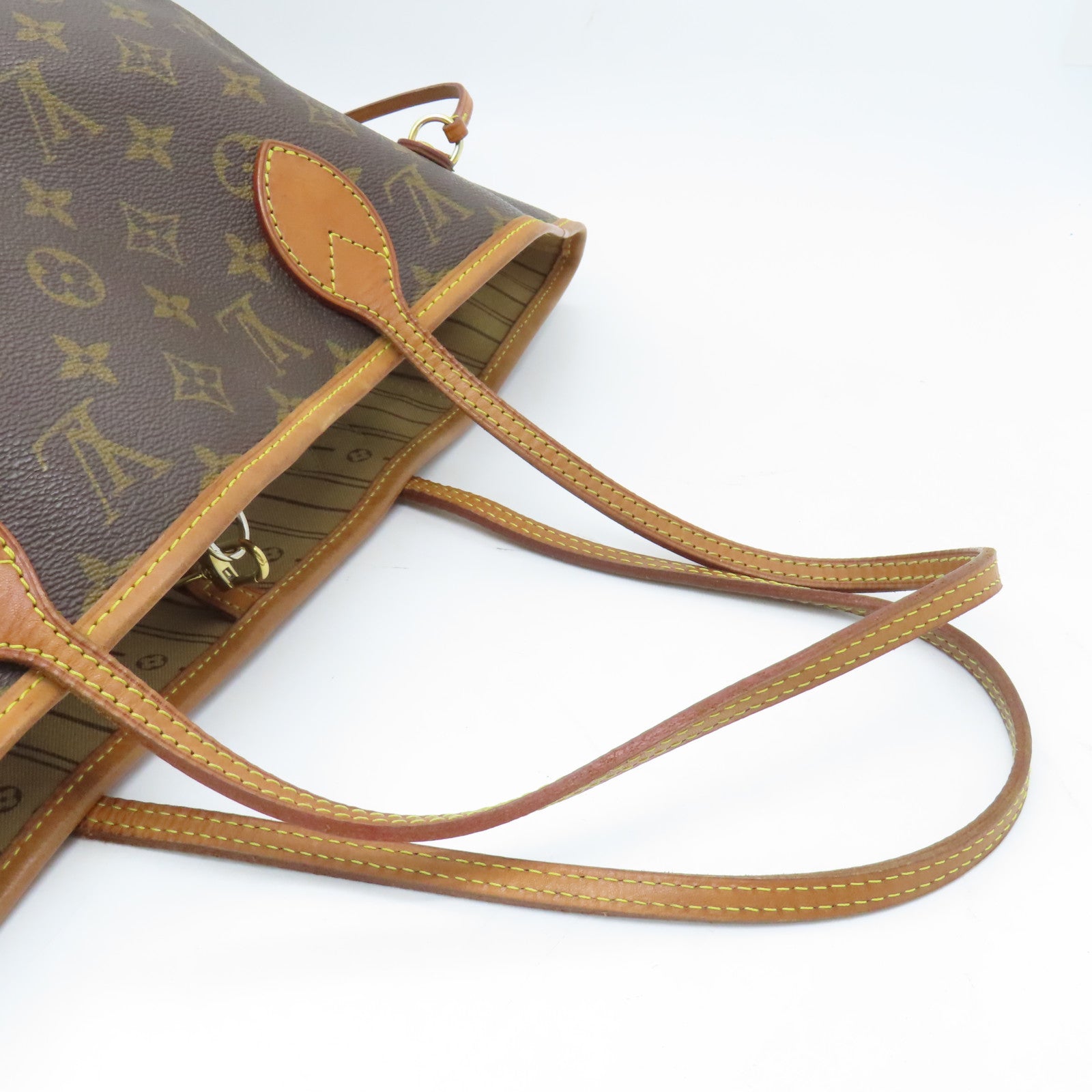 LOUIS VUITTON Monogram Neverfull MM gold buckle shoulder bag / hand bag brown