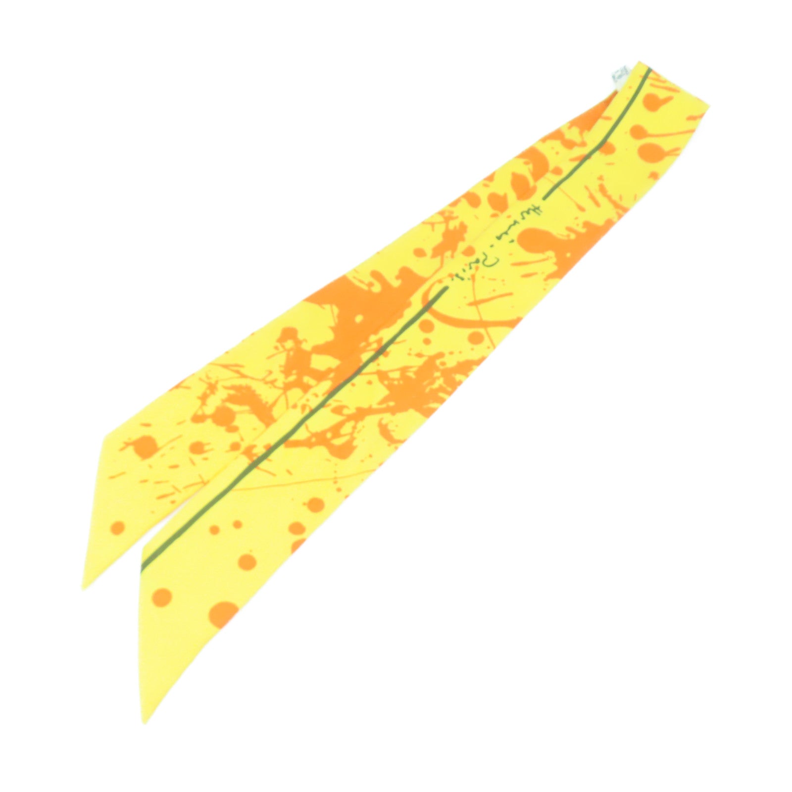 HERMES 絲質Twilly絲巾黃色/橙色