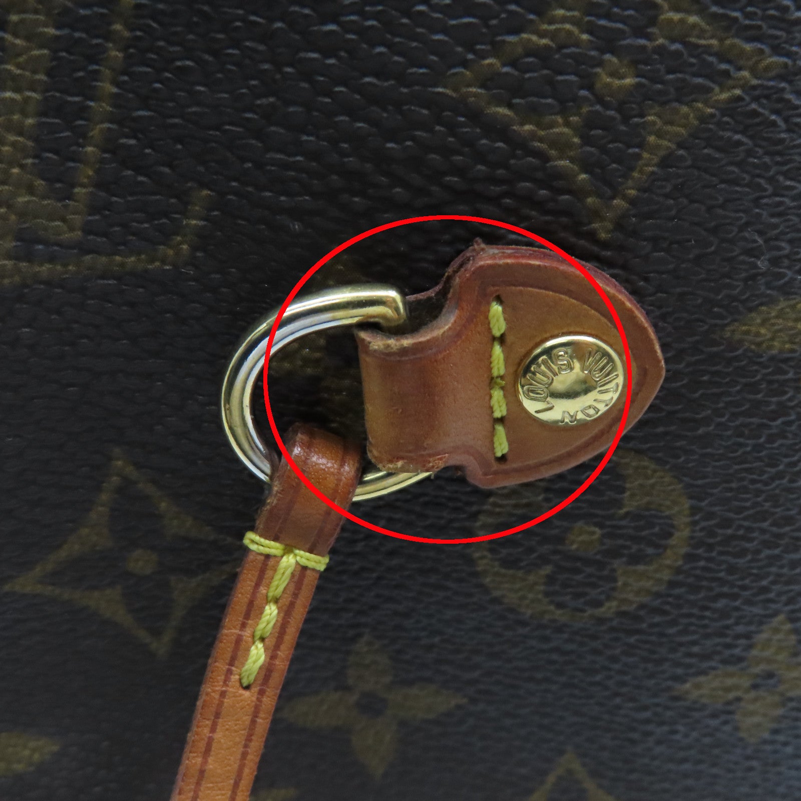 LOUIS VUITTON Monogram Neverfull MM gold buckle shoulder bag / hand bag brown