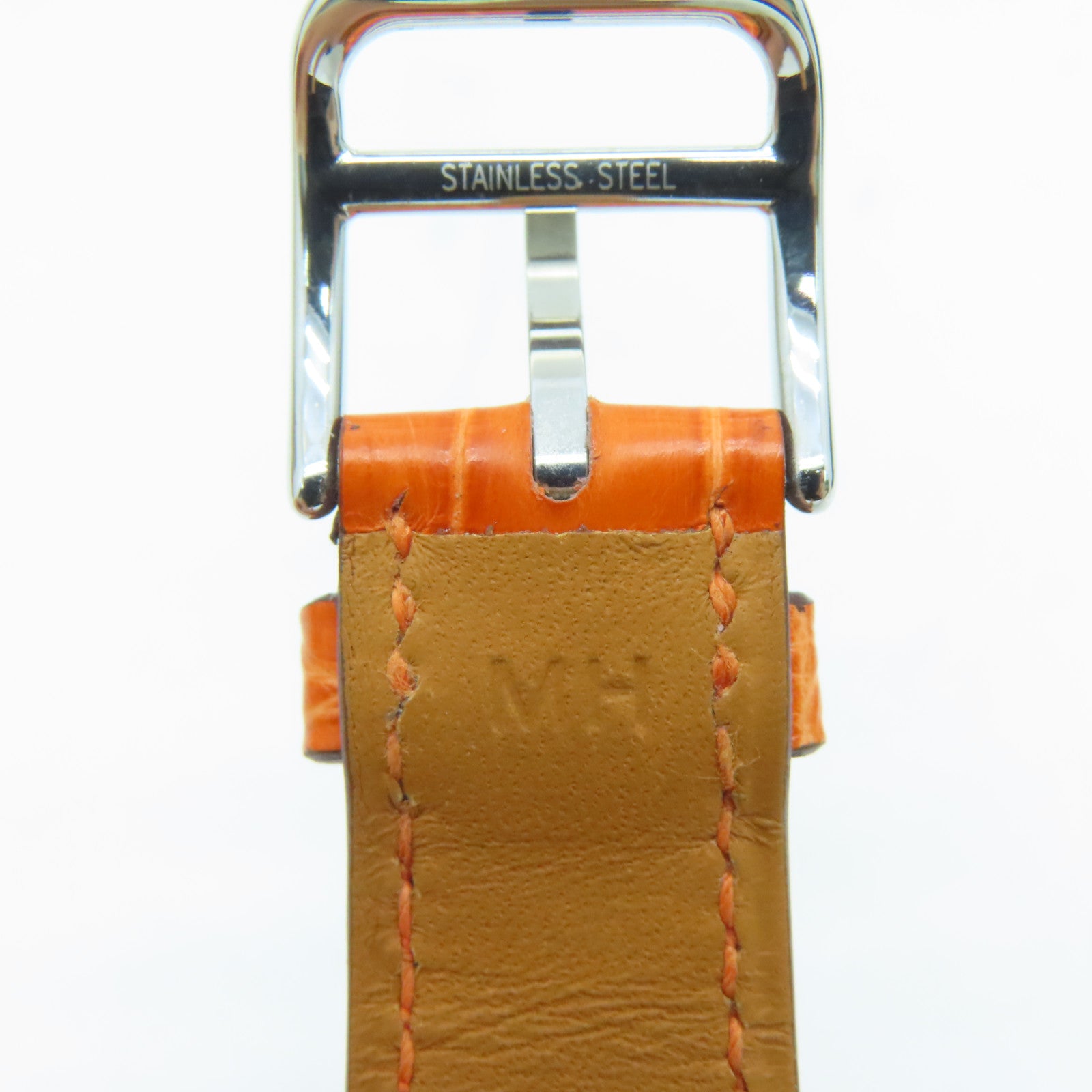 HERMES [Sharp Discount] Medor Stainless Steel/Alligator Leather Watch Quartz Movement Beige