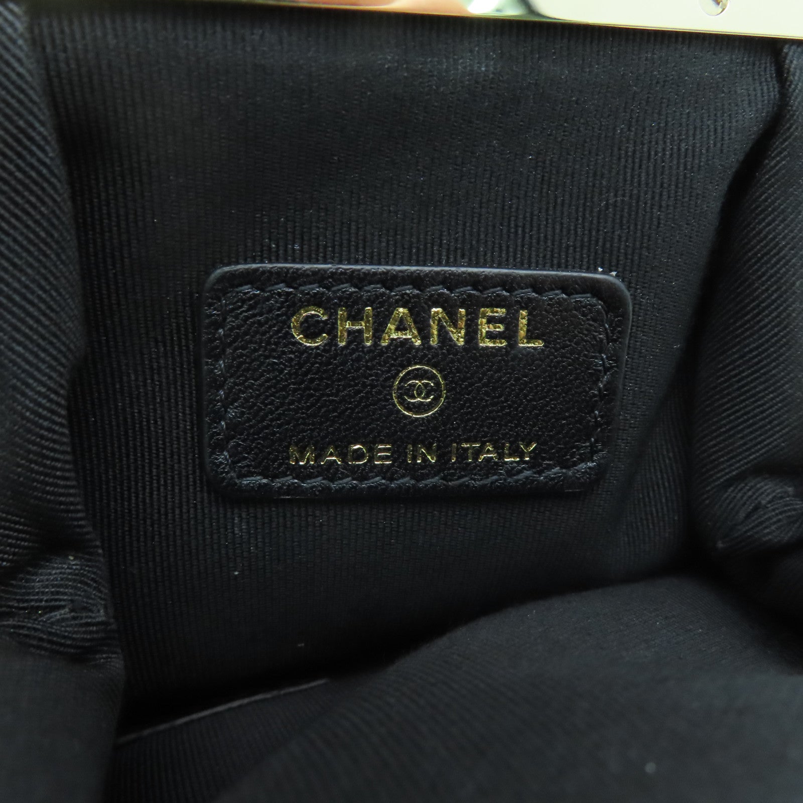 CHANEL rhombic cowhide leather Chain Shoulder Bag gold buckle chain shoulder bag black