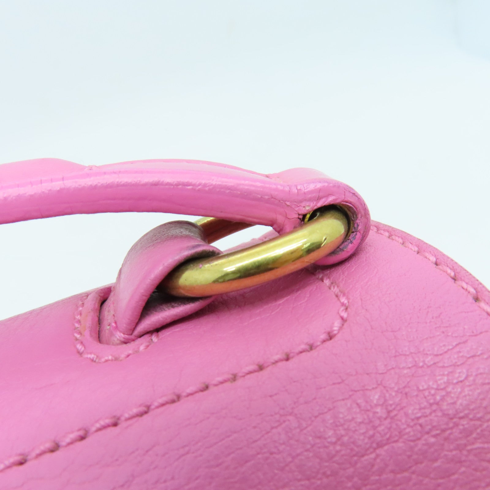 YVES SAINT LAURENT 皮革/帆布Handbag金扣手挽袋粉红色