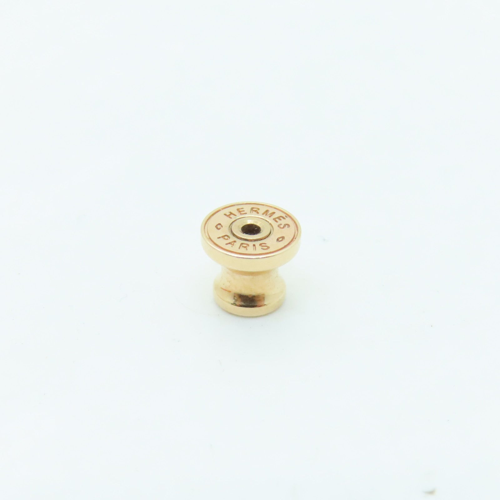 HERMES Epsom Leather/Metal Olympe Earring Gold Buckle Brown/Gold