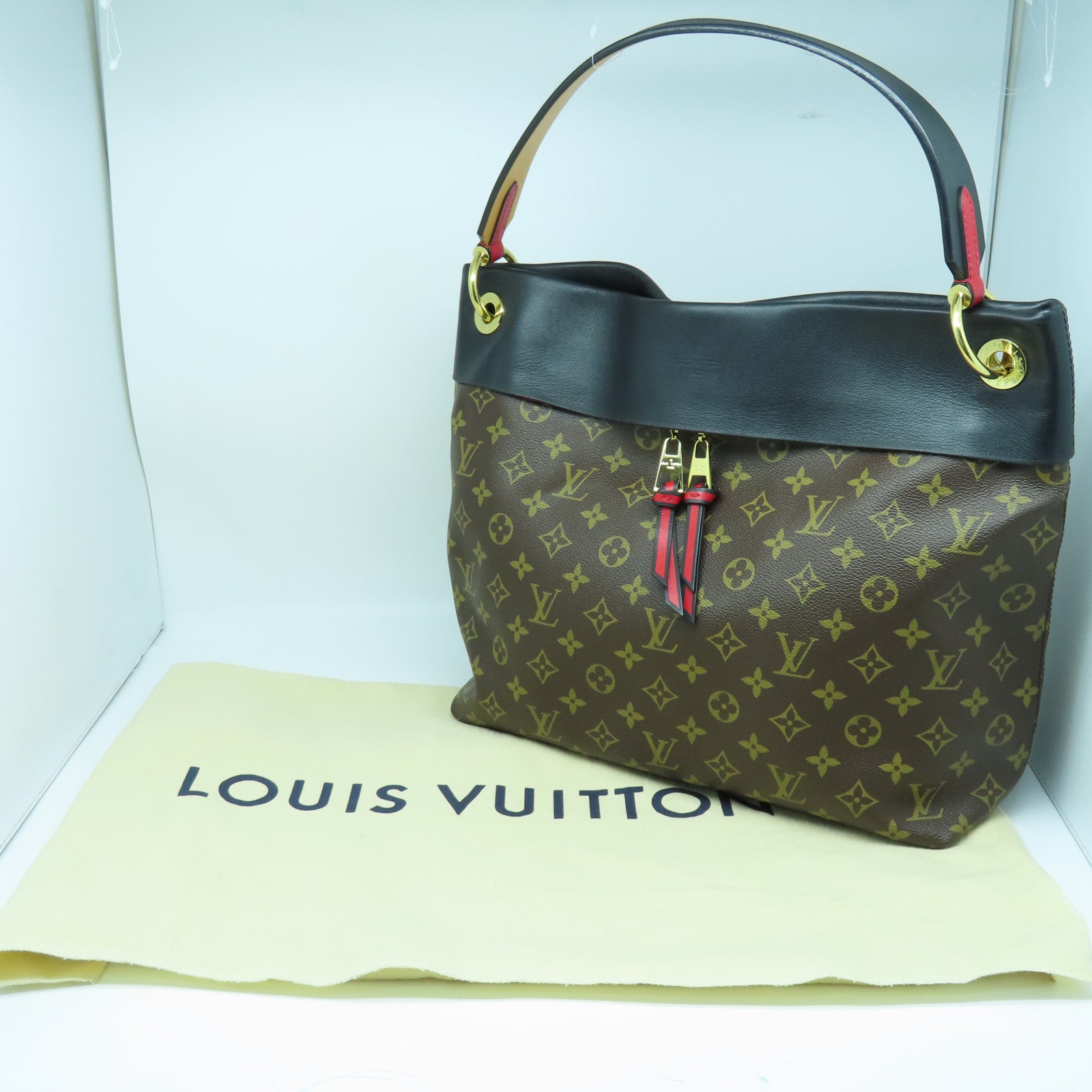 LOUIS VUITTON Monogram Tuileries金扣肩背袋棕色/黑色/红色