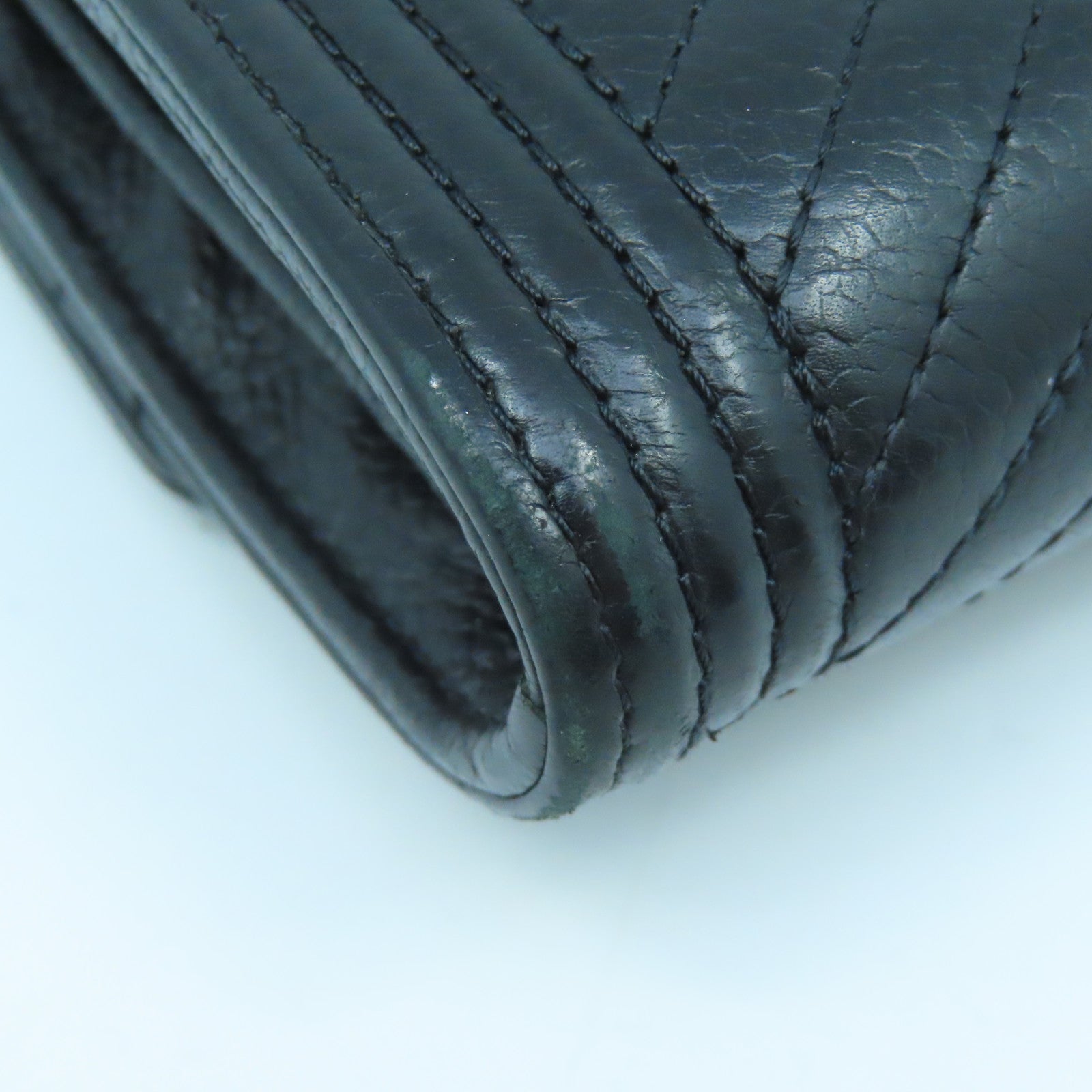 CHANEL Twill Caviar Leather Boy Chanel Wallet Silver Buckle Long Wallet Black