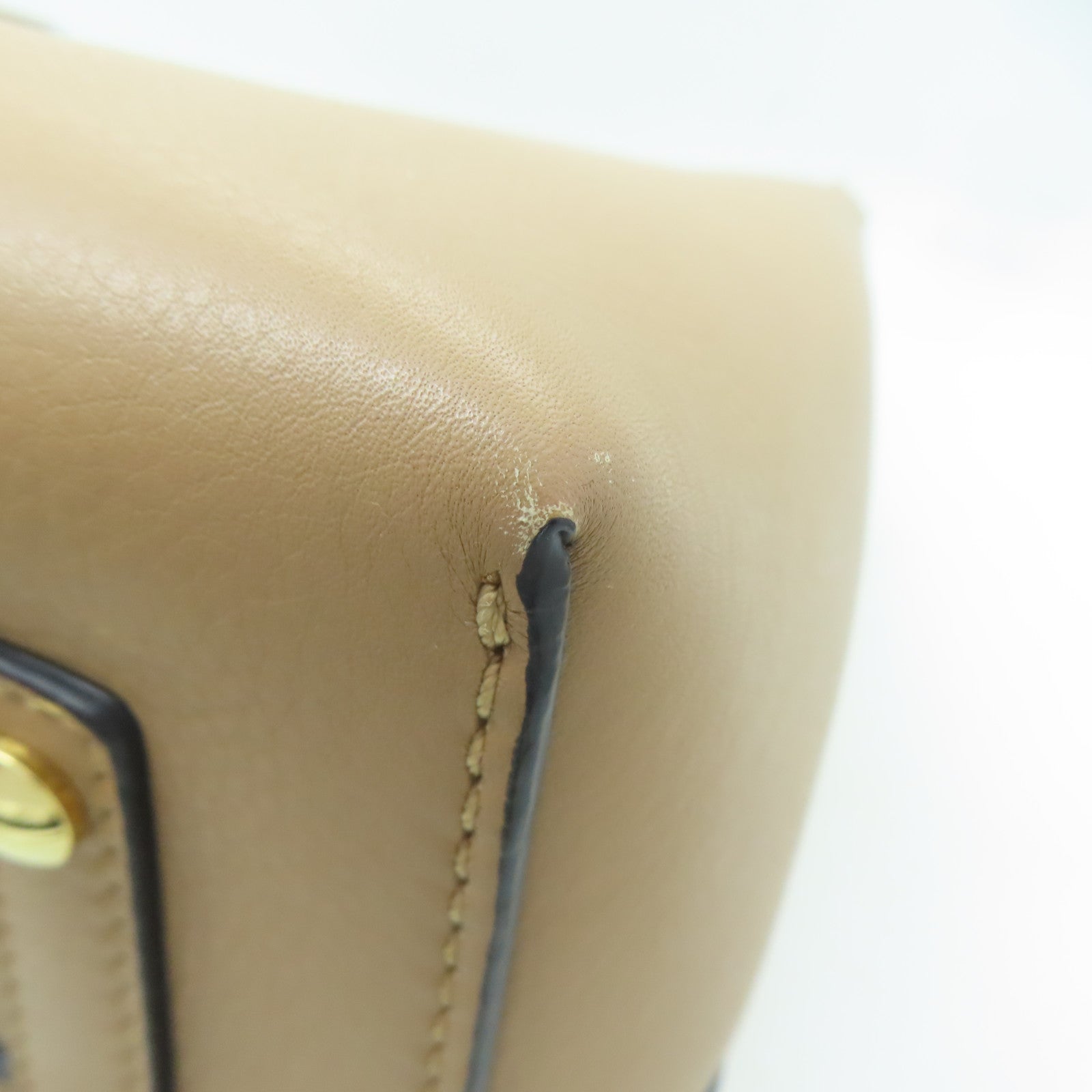 BURBERRY 牛皮皮革2Way Shoulder金扣手挽肩背兩用袋啡色