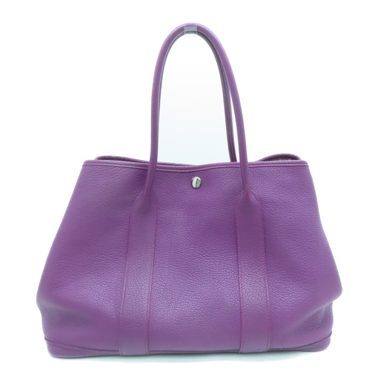 HERMES Negonda Leather GardenParty PM Silver Button Handle Bag Parme / Purple