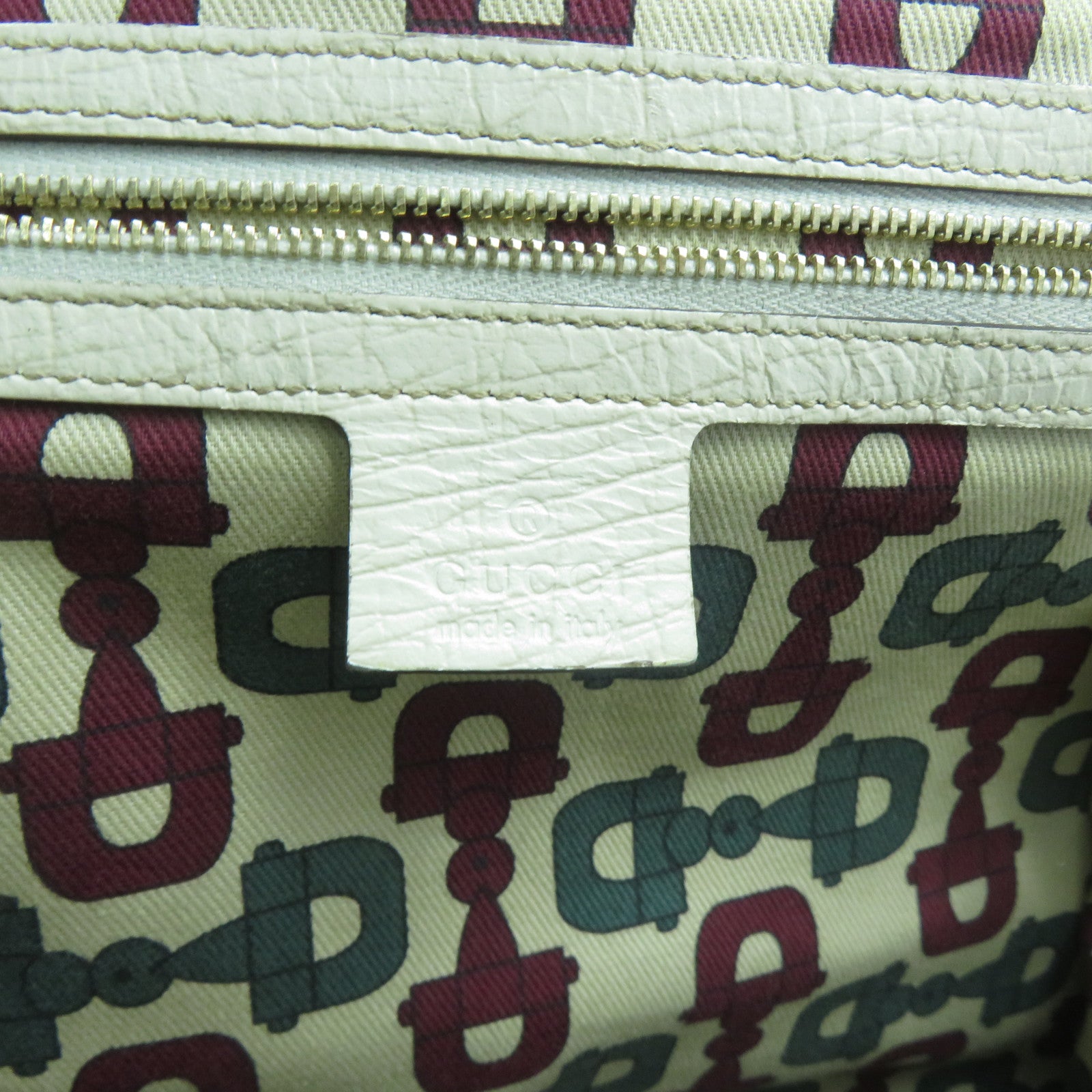GUCCI 帆布Tote Bag金扣手挽袋白色/啡色