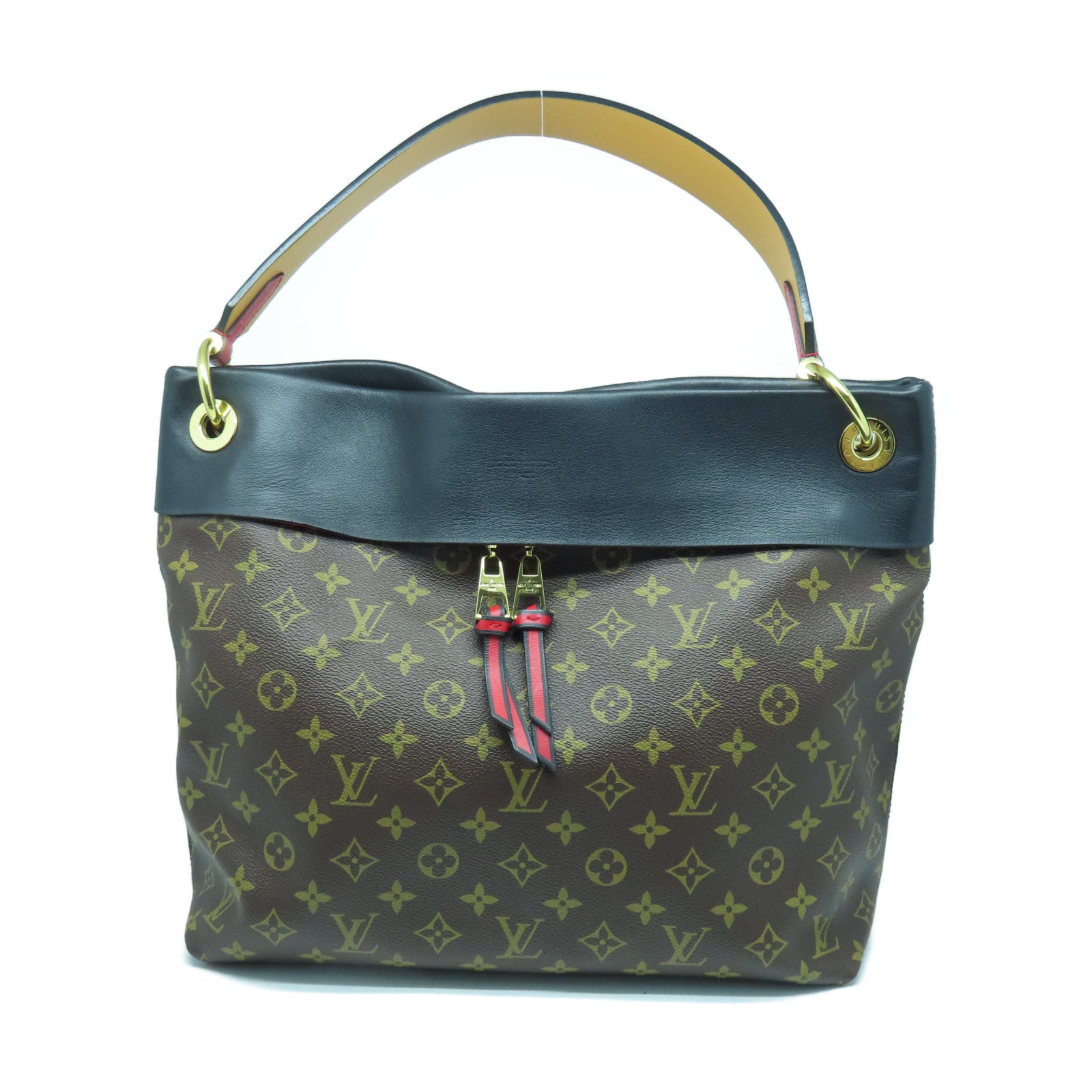 LOUIS VUITTON Monogram Tuileries金扣肩背袋棕色/黑色/红色