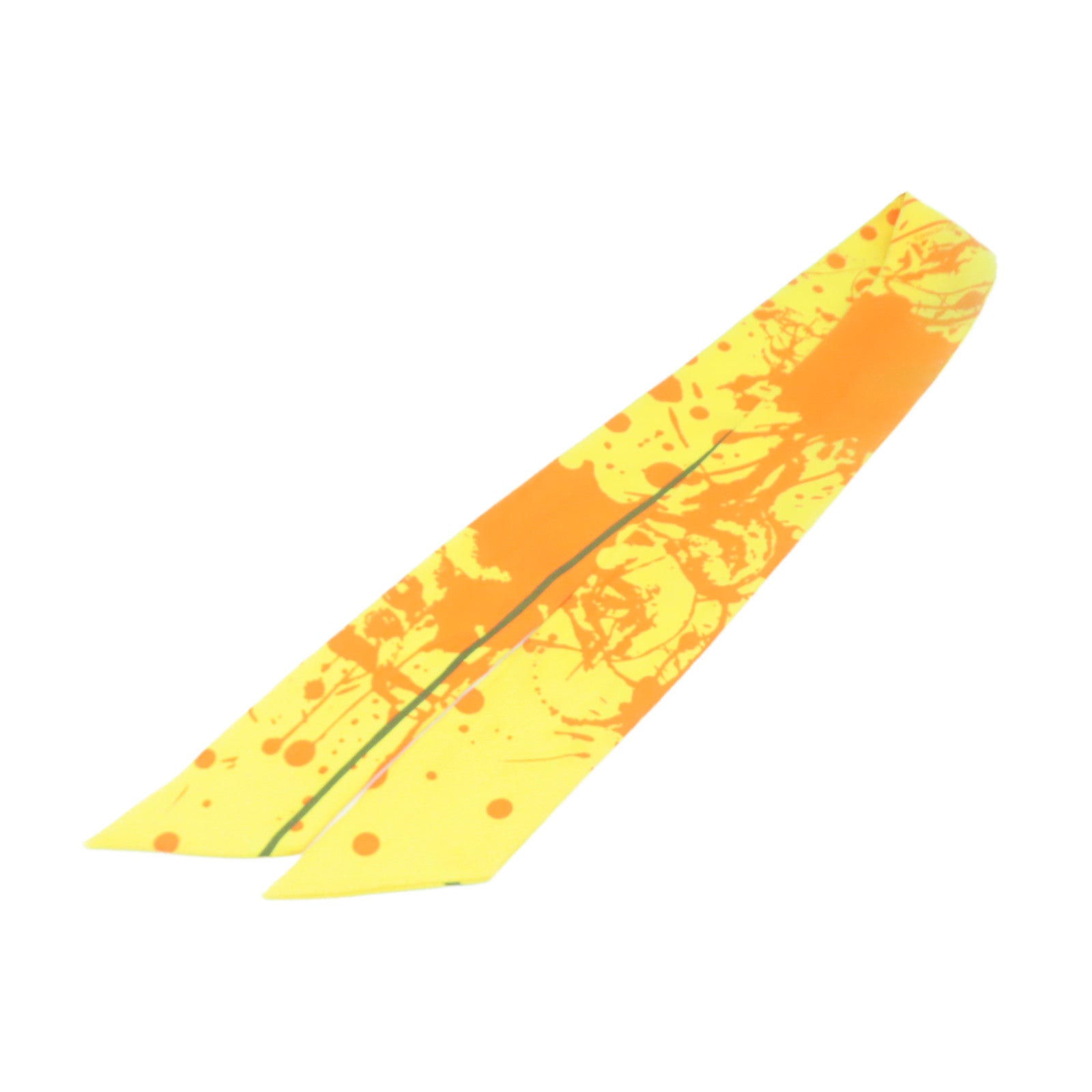 HERMES 絲質Twilly絲巾黃色/橙色