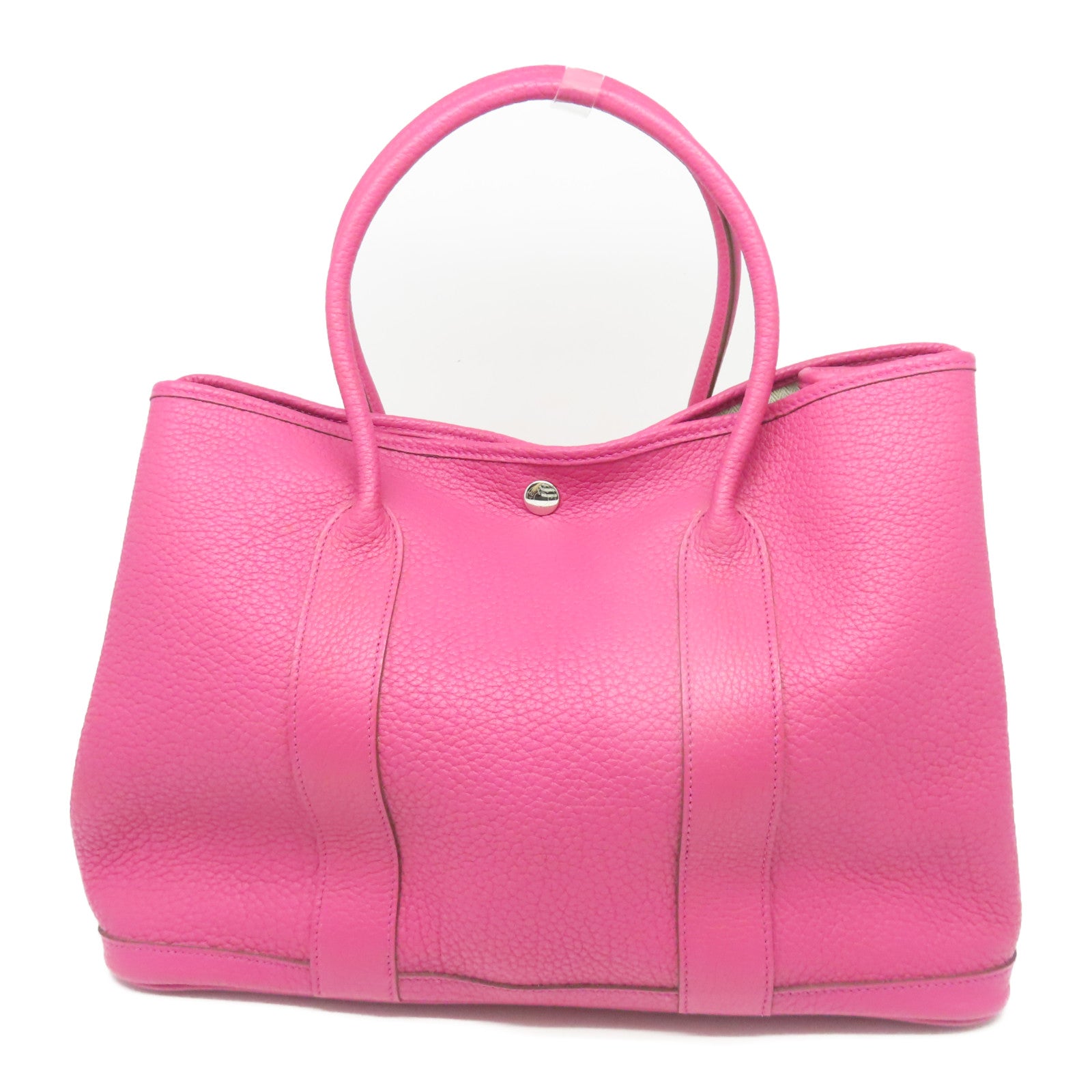 HERMES Country皮革GardenParty PM銀扣手挽袋桃紫色