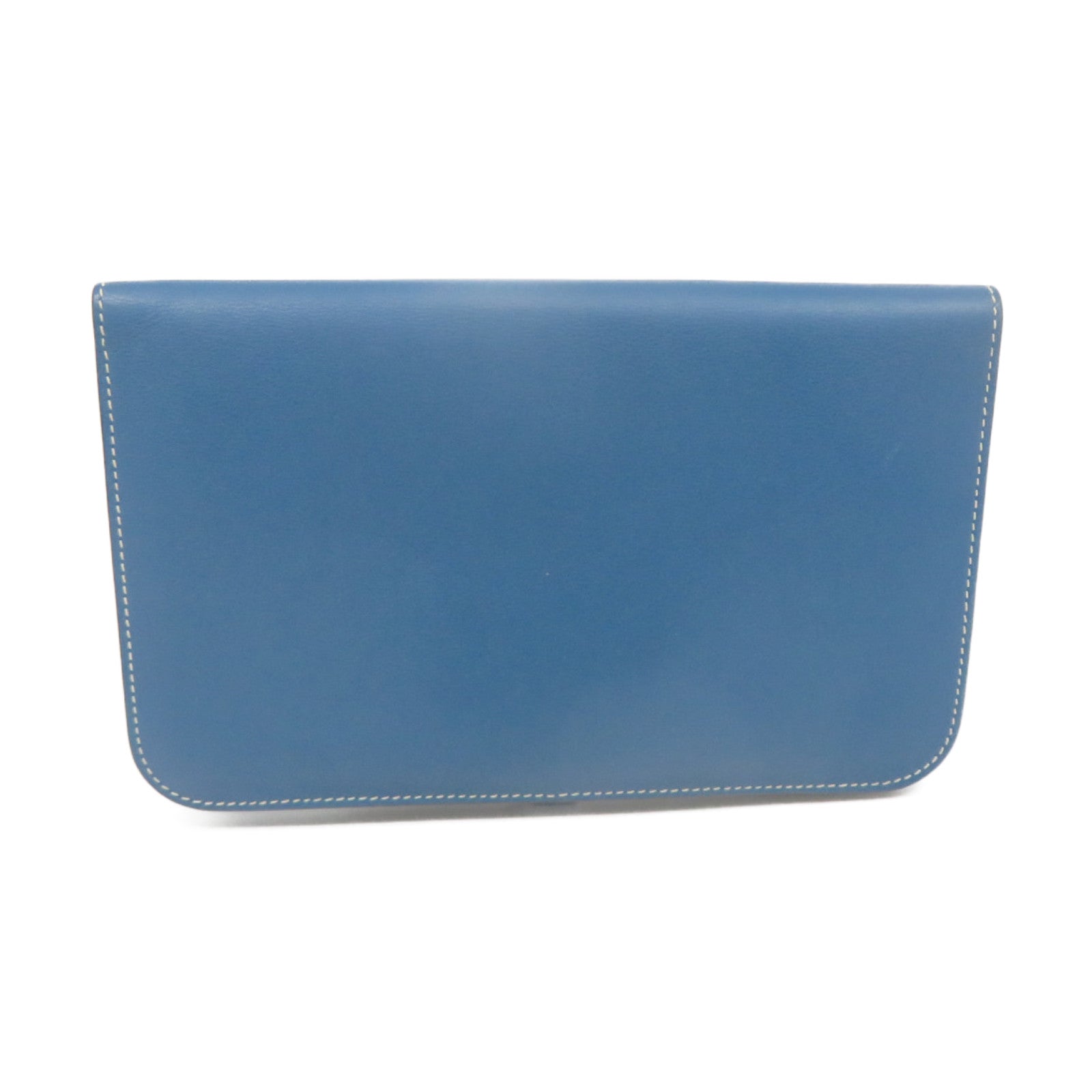 HERMES Swift皮革Dogon GM Long wallet銀扣長錢包Colvert藍色