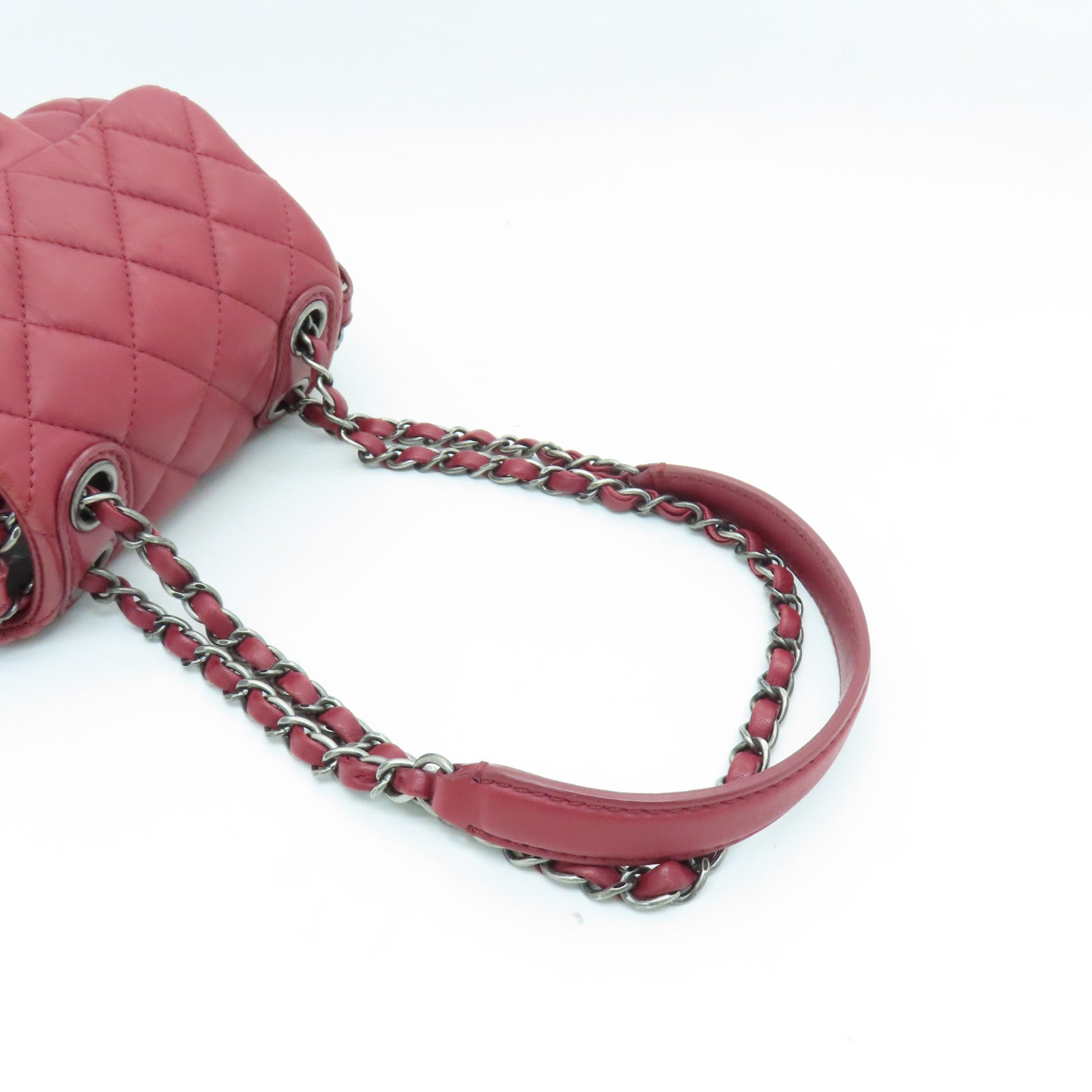 CHANEL Lingge cowhide leather Chain Shoulder Bag silver buckle chain shoulder bag red