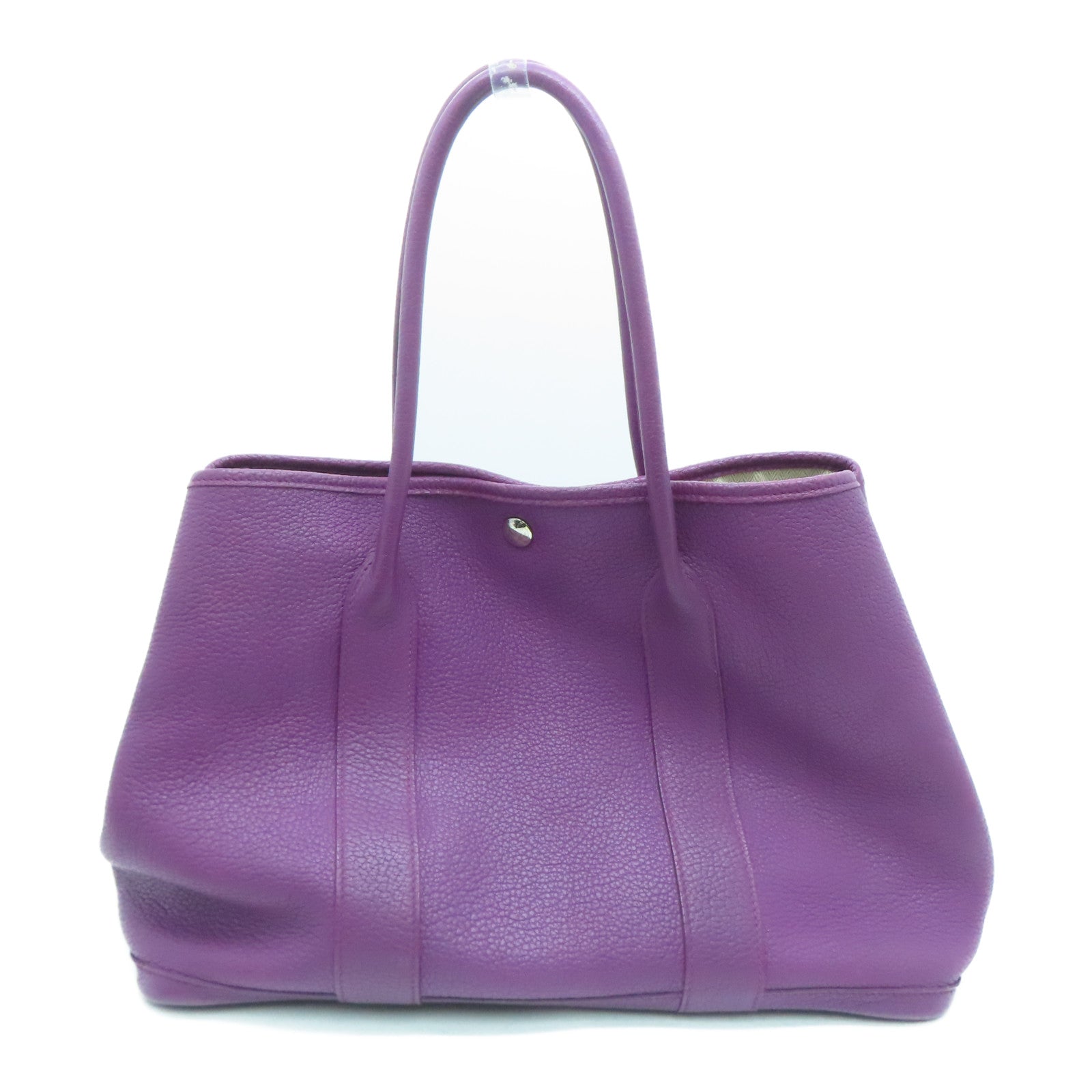 HERMES Negonda Leather GardenParty PM Silver Button Handle Bag Parme / Purple