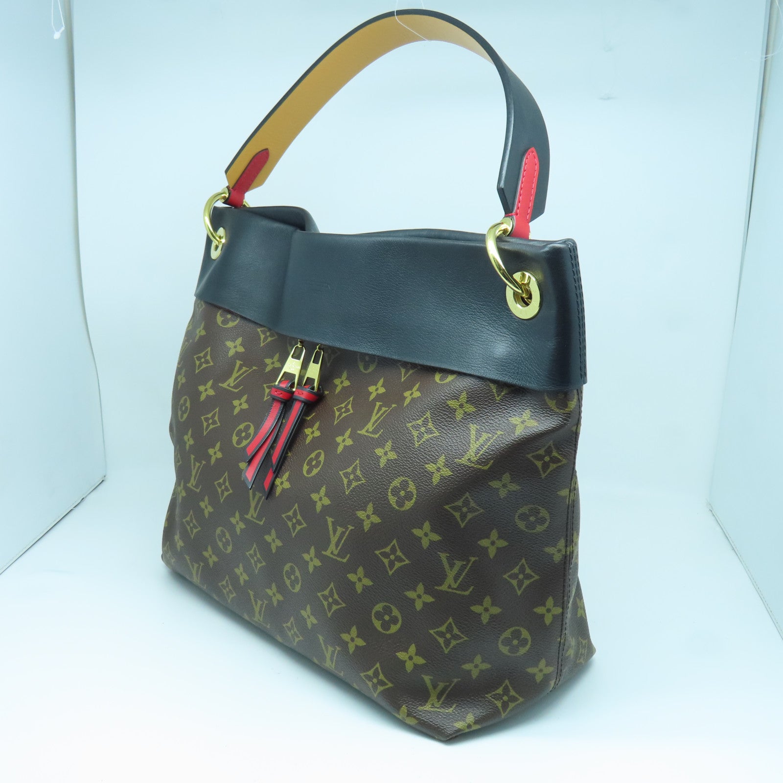 LOUIS VUITTON Monogram Tuileries金扣肩背袋棕色/黑色/红色