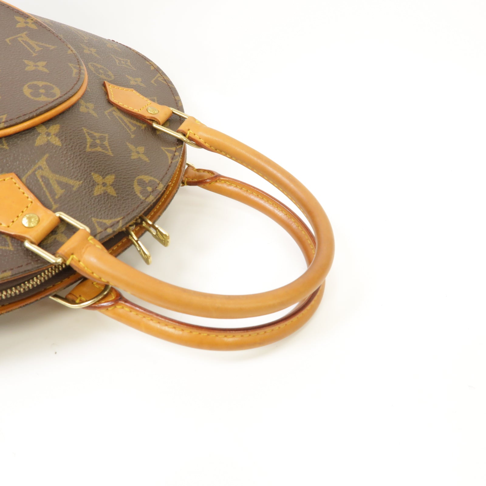 LOUIS VUITTON Monogram Elipse PM金扣手挽袋棕色