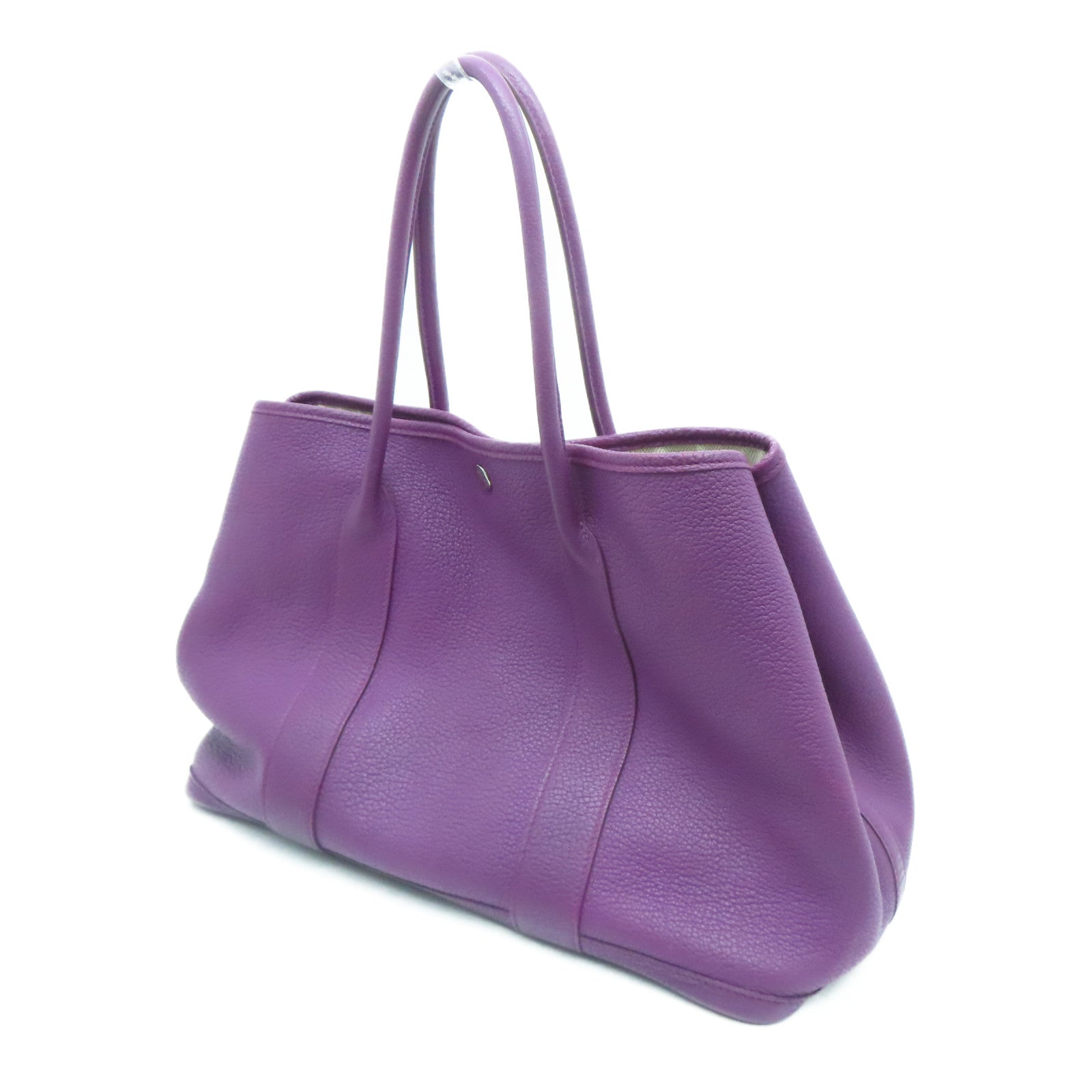 HERMES Negonda Leather GardenParty PM Silver Button Handle Bag Parme / Purple