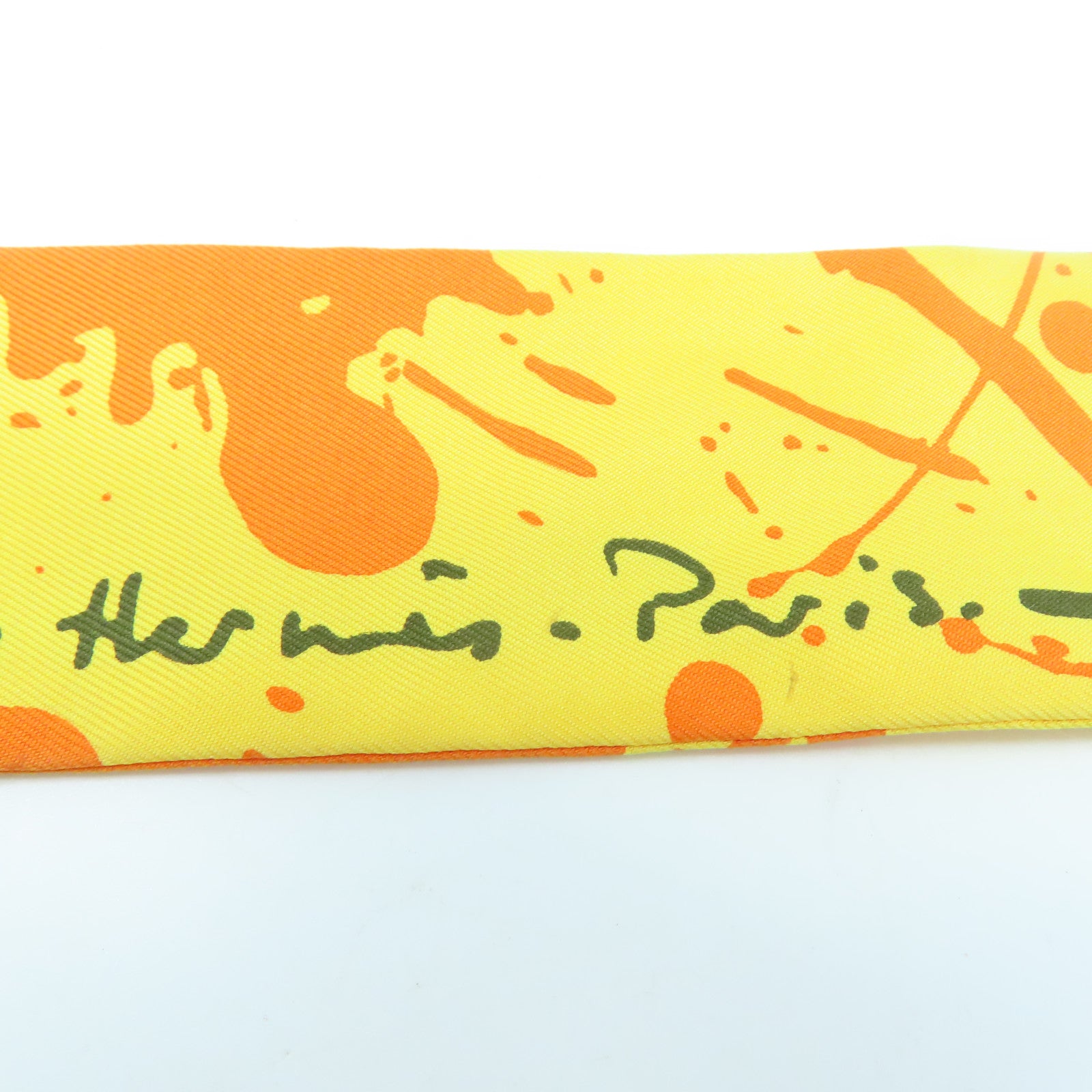 HERMES 絲質Twilly絲巾黃色/橙色