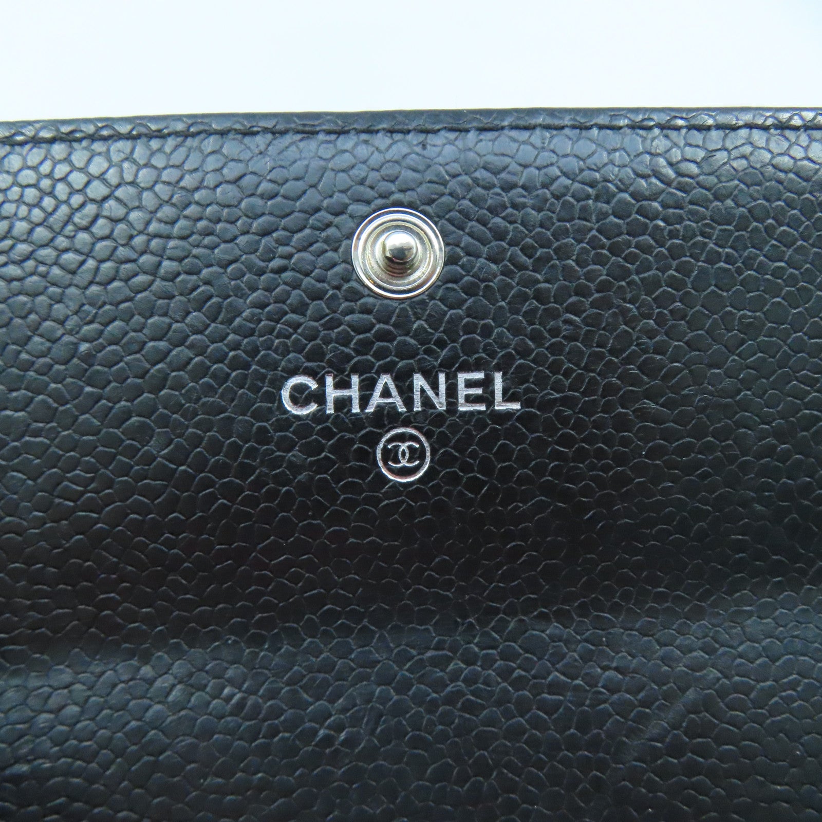 CHANEL Twill Caviar Leather Boy Chanel Wallet Silver Buckle Long Wallet Black
