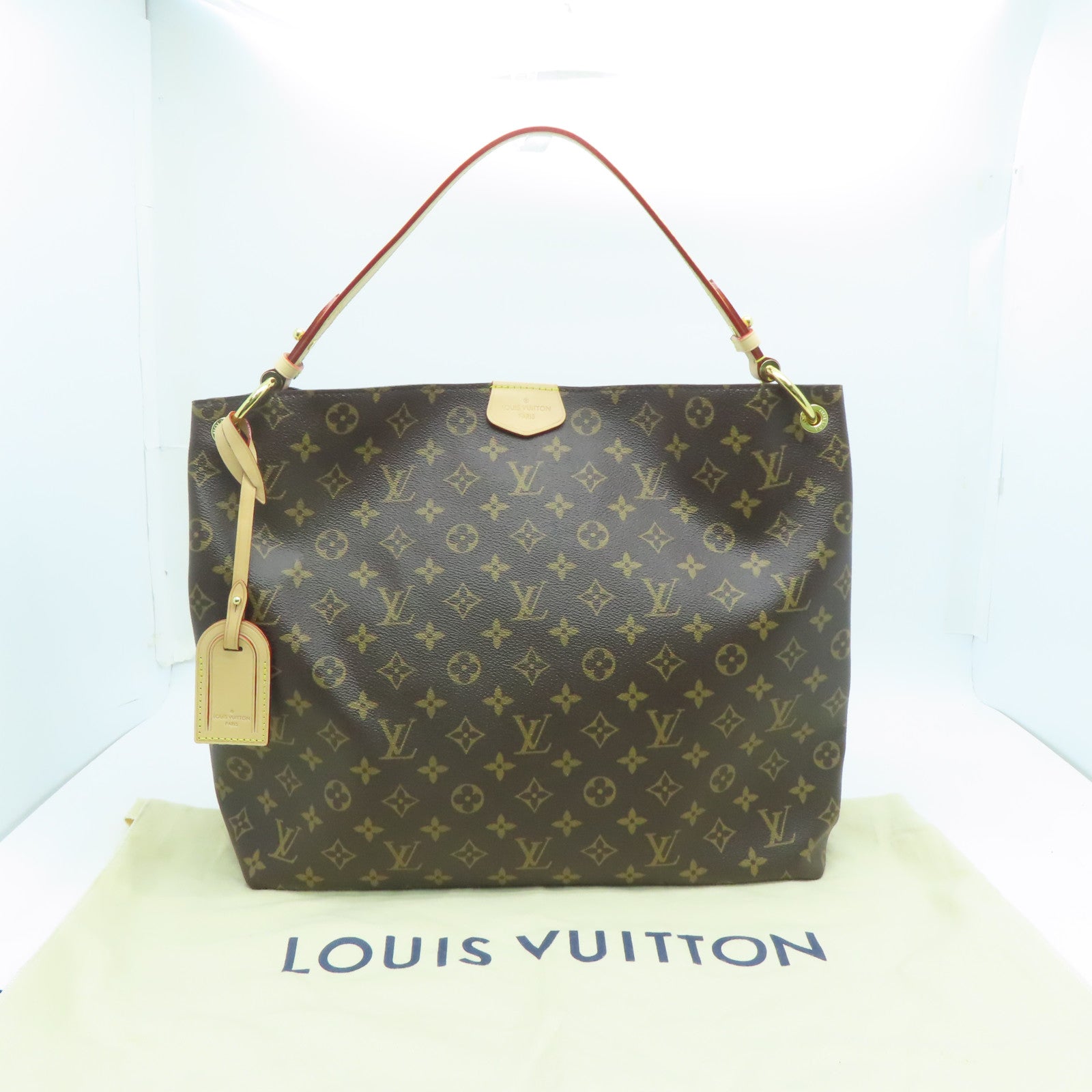 LOUIS VUITTON Monogram Graceful MM Gold Buckle Shoulder Bag Brown