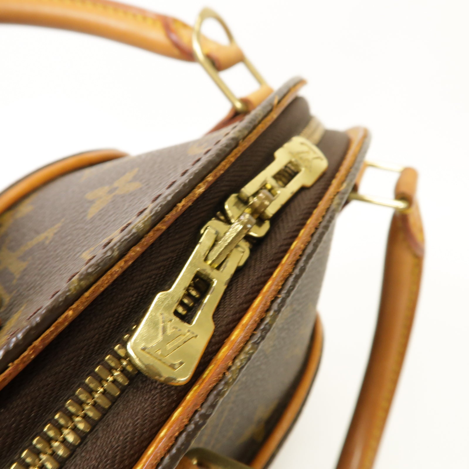LOUIS VUITTON Monogram Elipse PM金扣手挽袋棕色