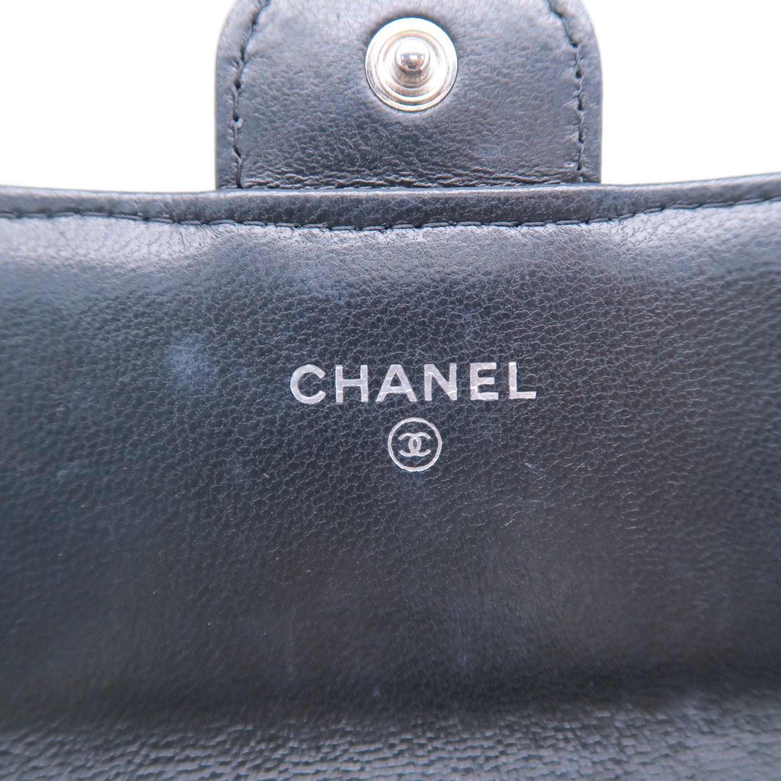CHANEL 菱格羊皮皮革Long Wallet銀扣長錢包黑色