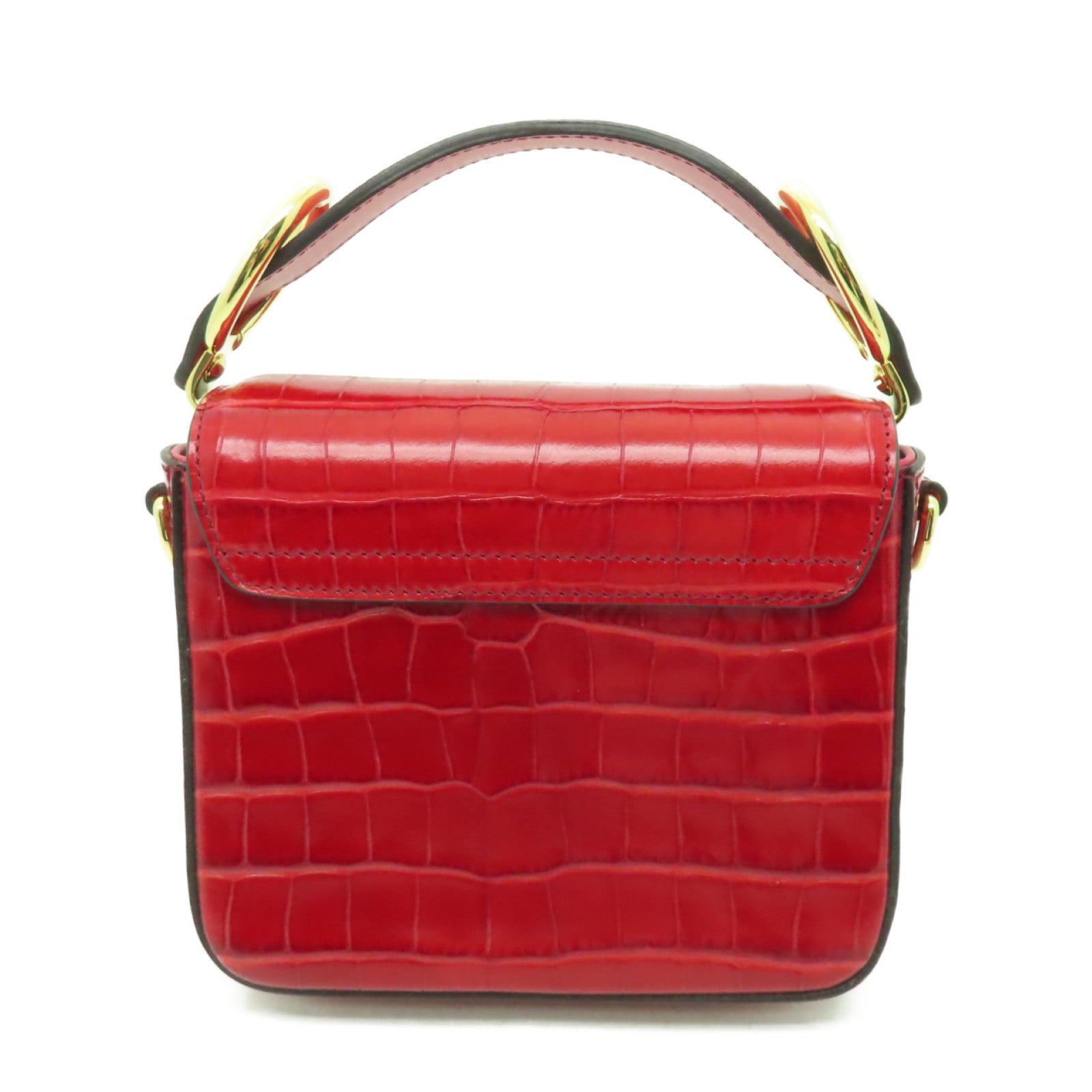 Chloe 牛皮皮革Mini Chloe C Bag金扣手挽肩背兩用袋紅色