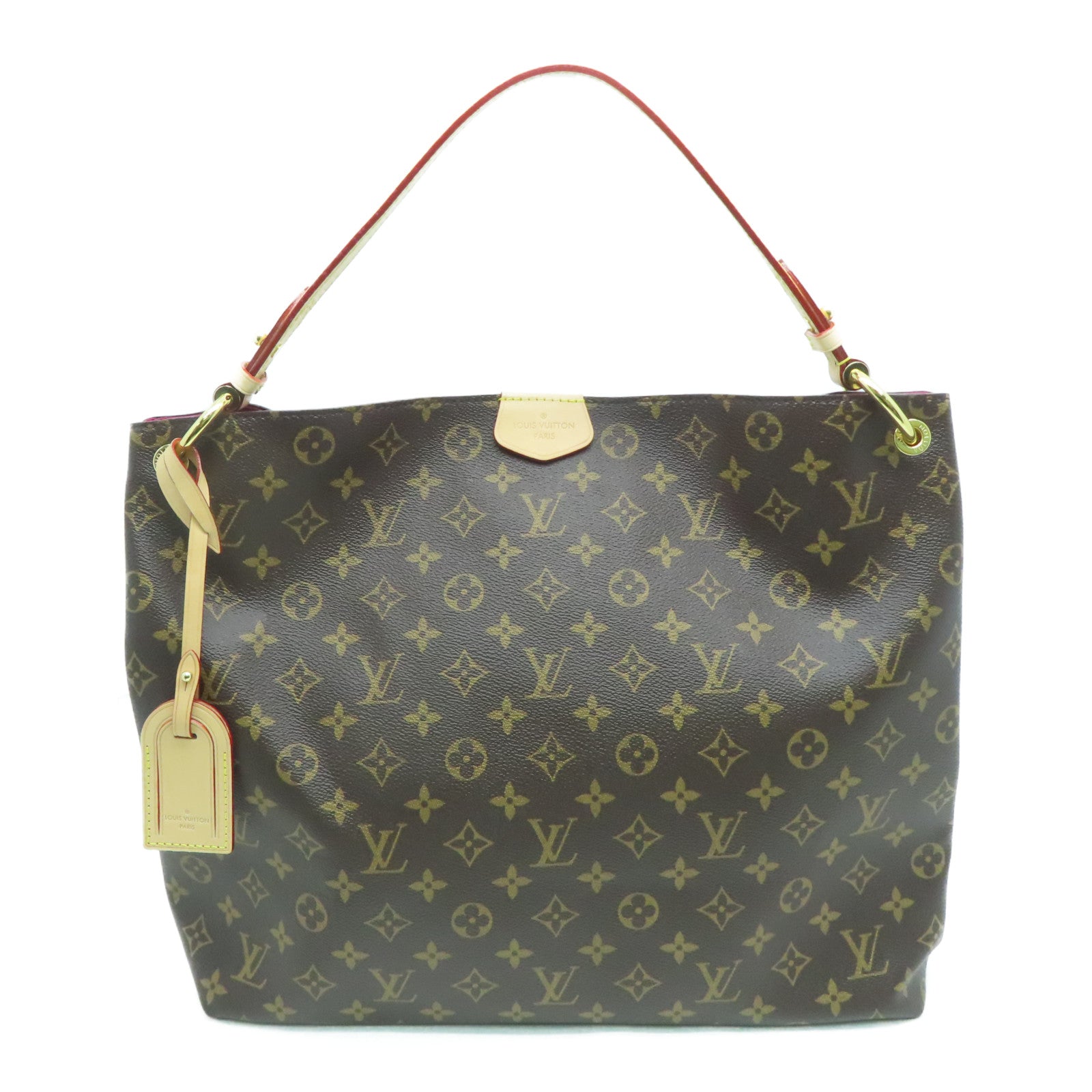 LOUIS VUITTON Monogram Graceful MM Gold Buckle Shoulder Bag Brown