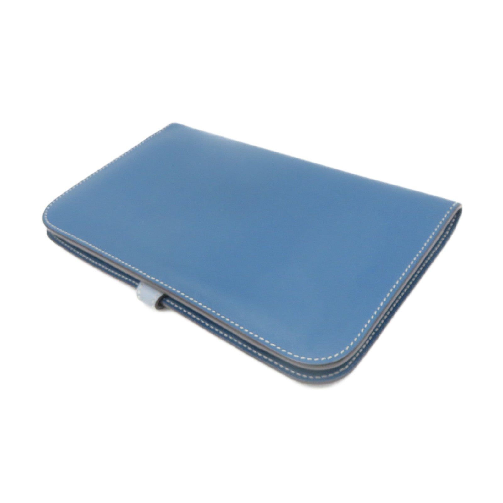 HERMES Swift皮革Dogon GM Long wallet銀扣長錢包Colvert藍色