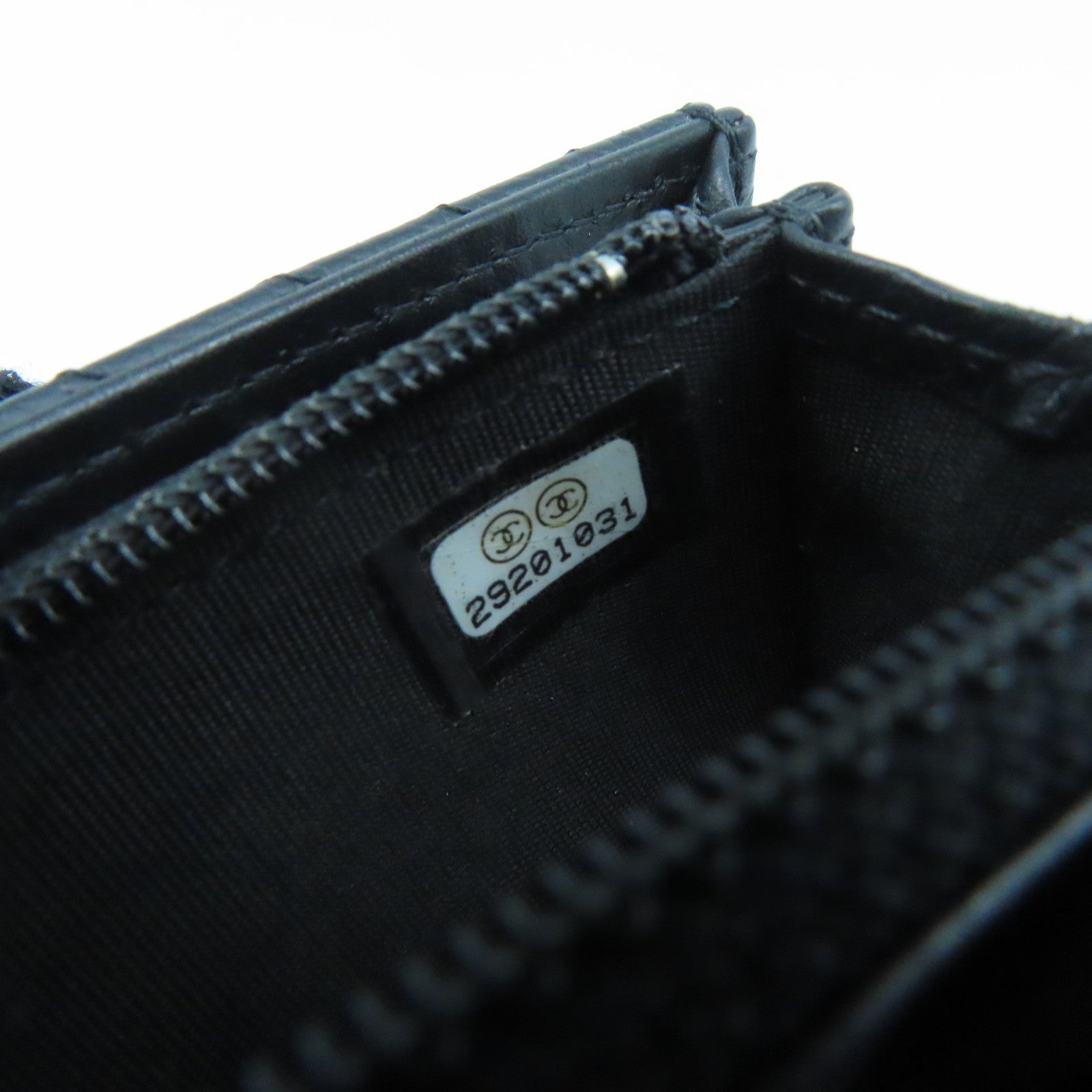 CHANEL Twill Caviar Leather Boy Chanel Wallet Silver Buckle Long Wallet Black