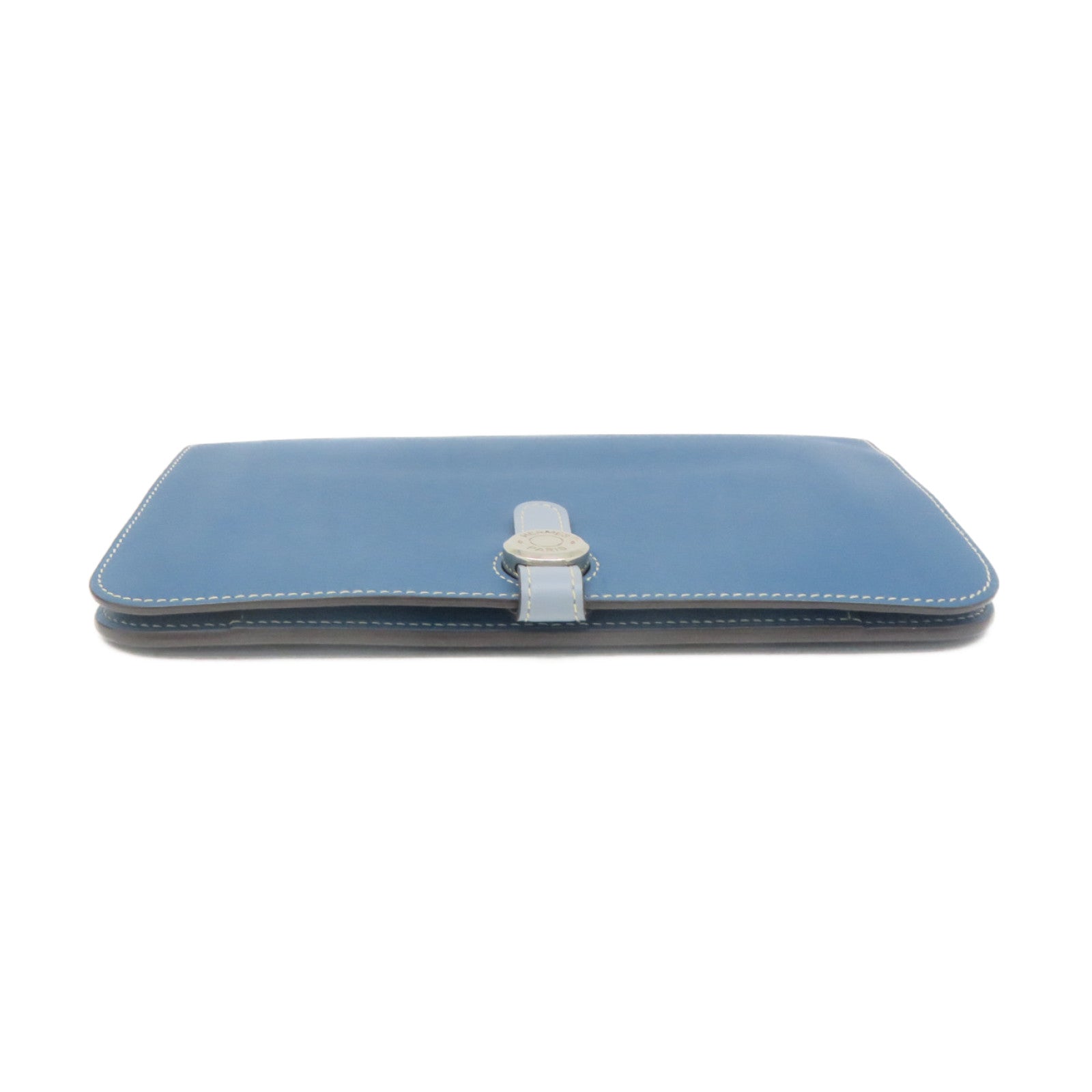 HERMES Swift皮革Dogon GM Long wallet銀扣長錢包Colvert藍色