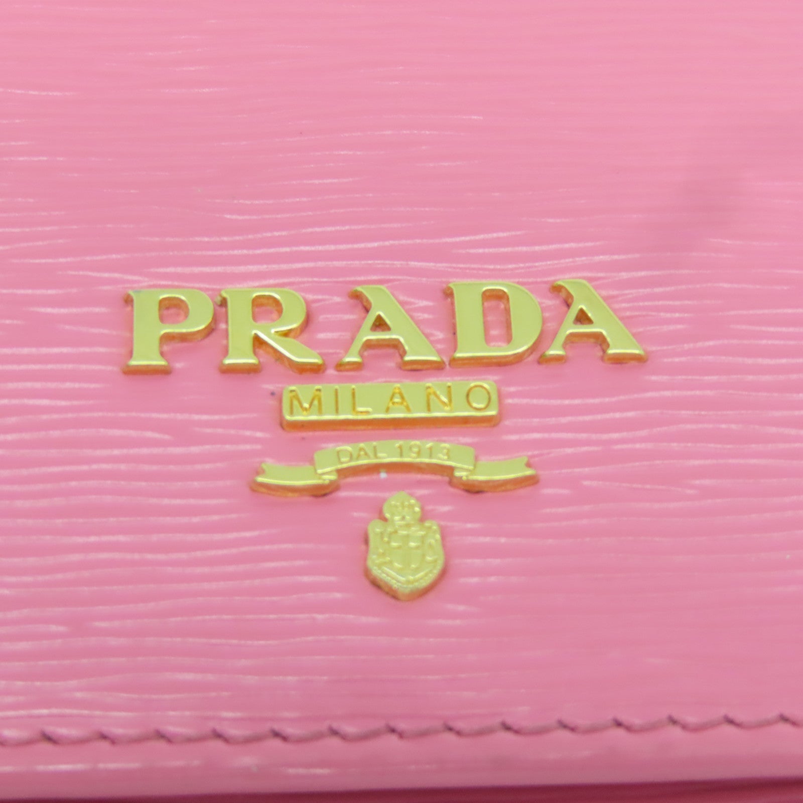 PRADA Saffiano皮革Wallet金扣錢包粉紅色