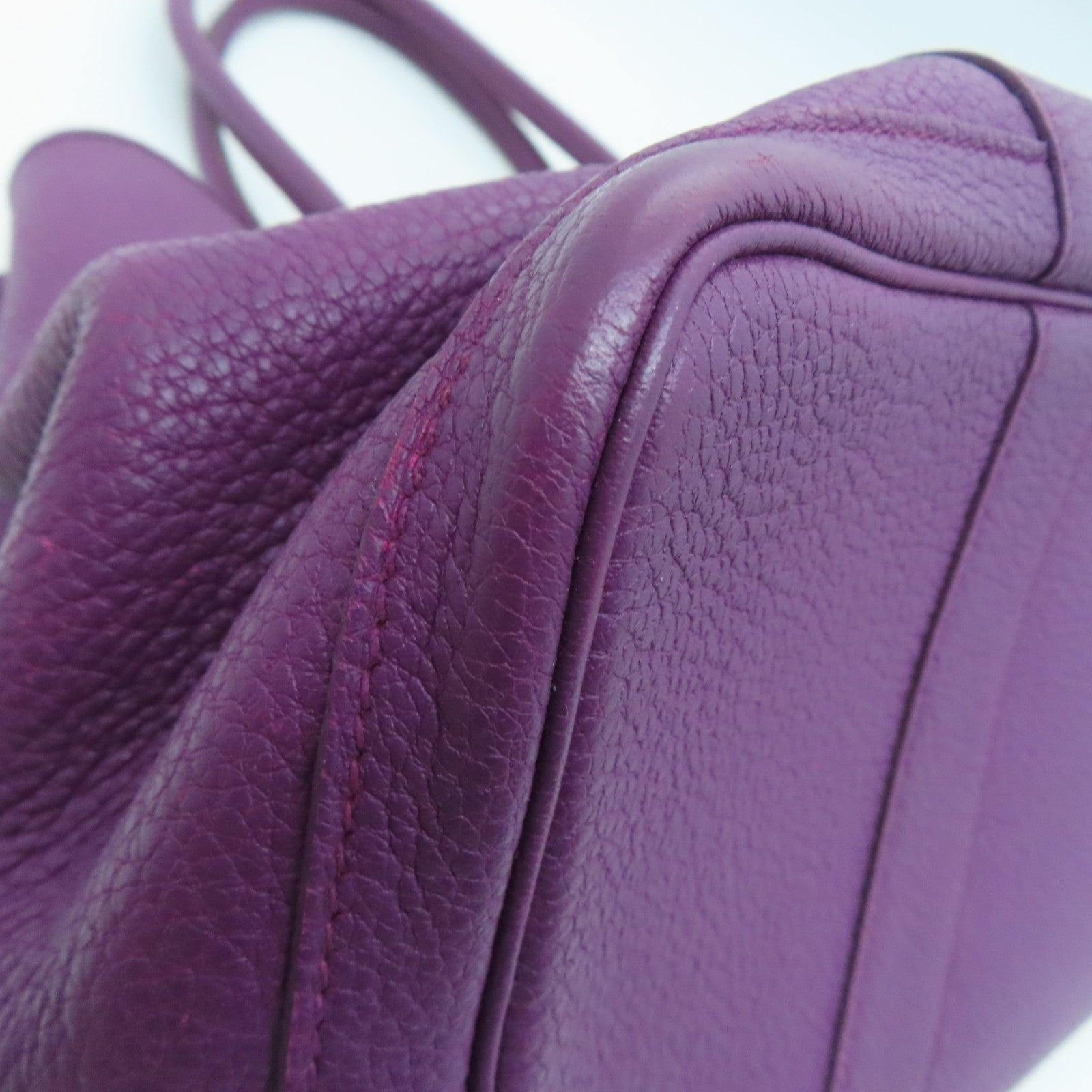 HERMES Negonda Leather GardenParty PM Silver Button Handle Bag Parme / Purple