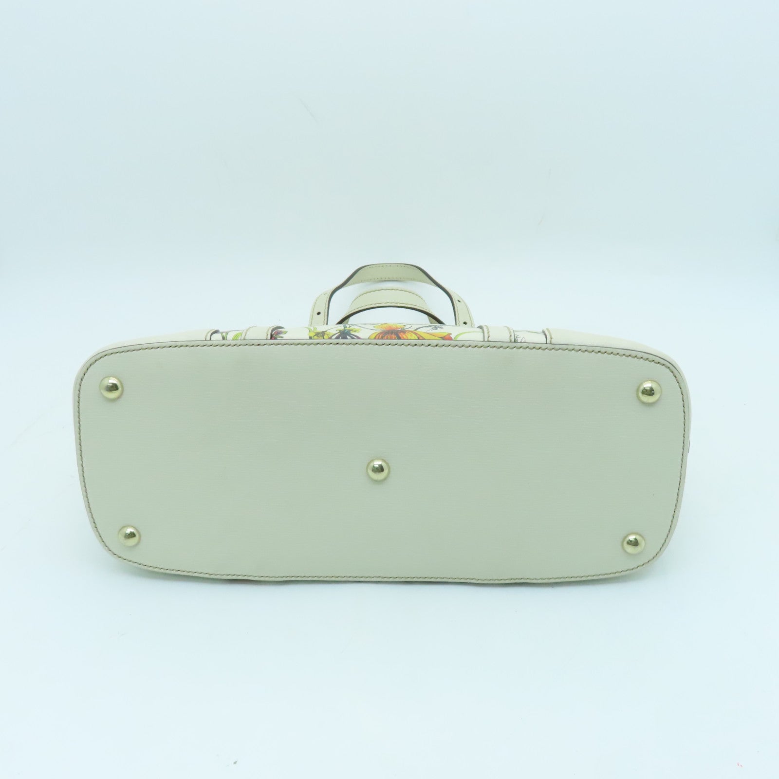 GUCCI Cowhide Leather 2 Way Shoulder Gold Buckle Handle Shoulder Bag Off-white