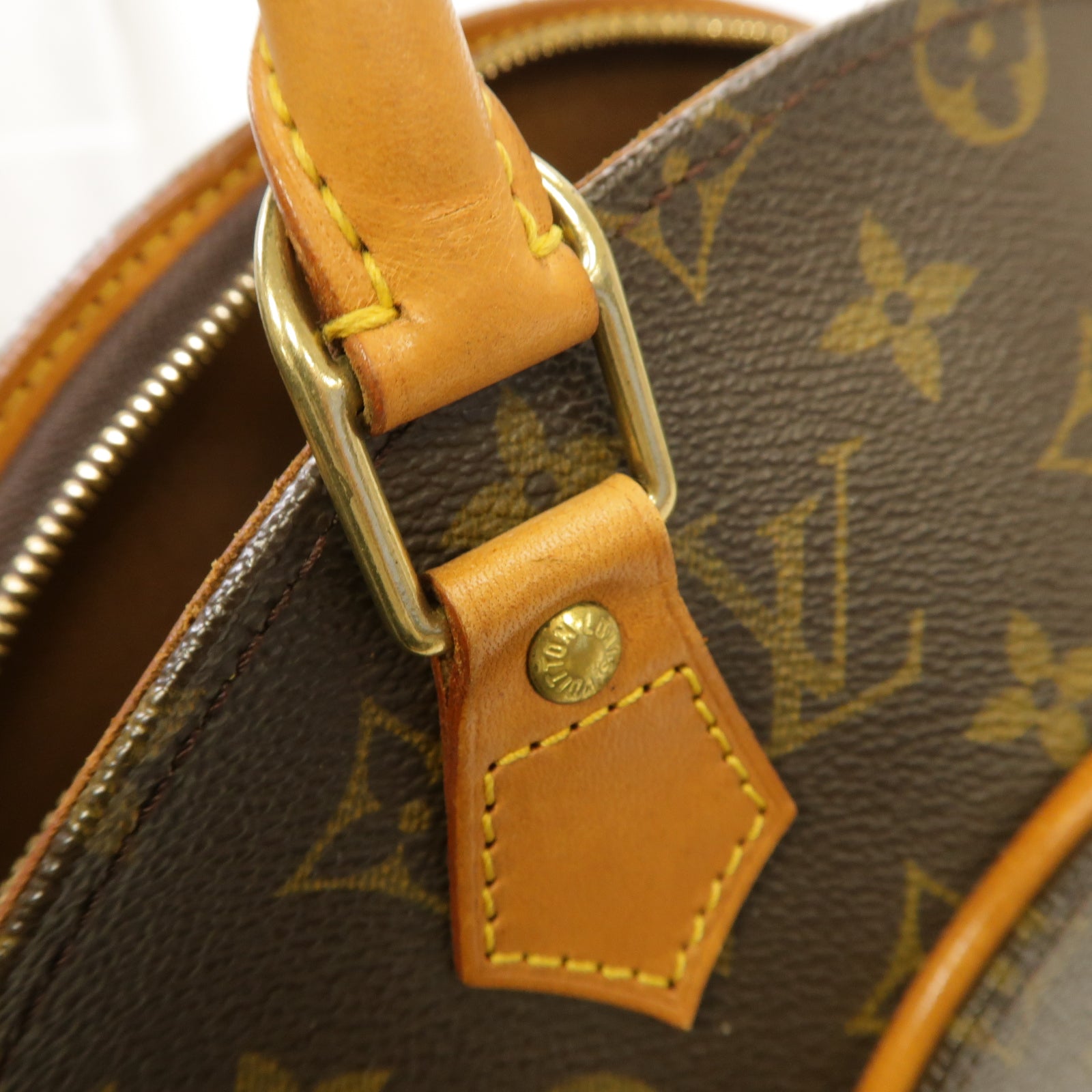 LOUIS VUITTON Monogram Elipse PM金扣手挽袋棕色