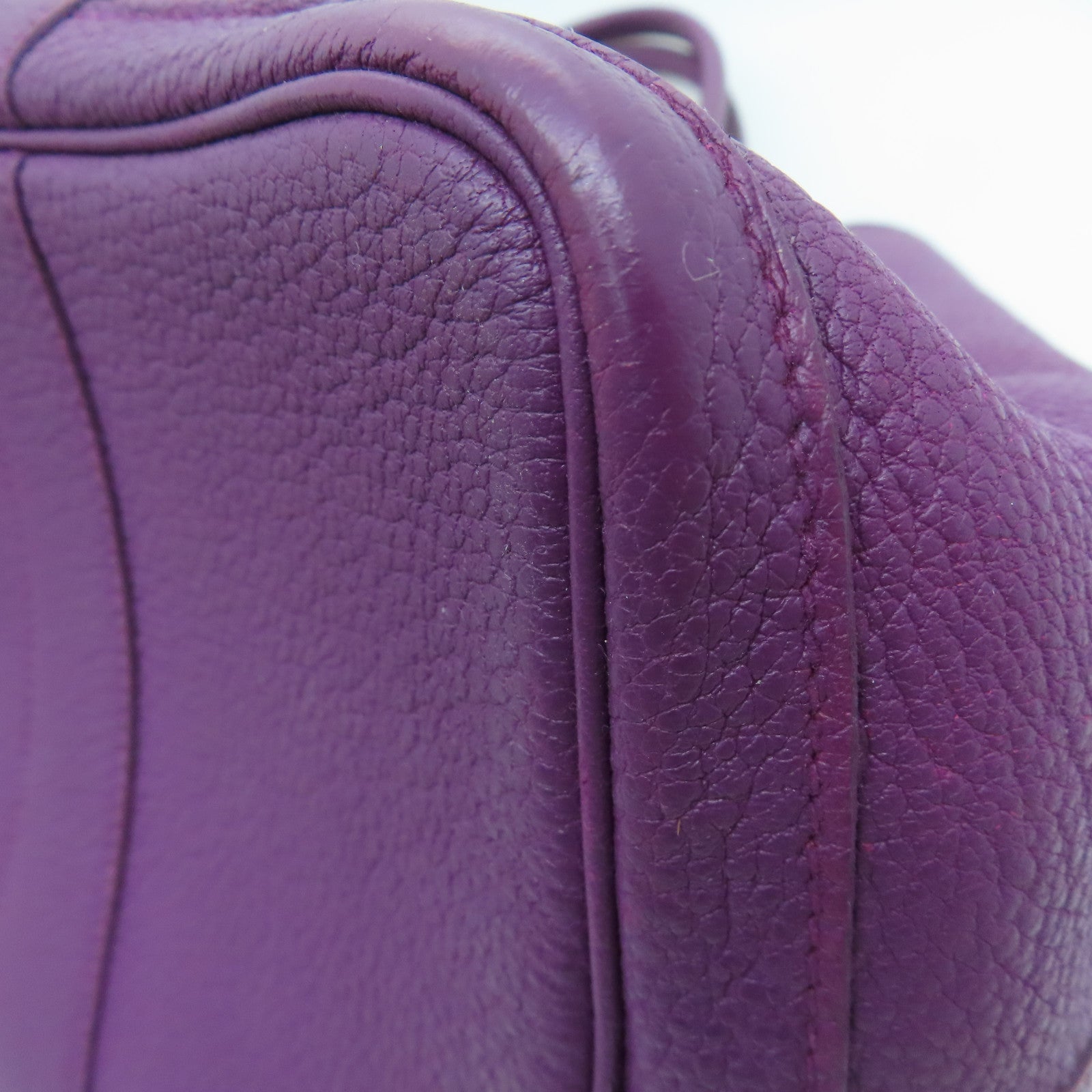 HERMES Negonda Leather GardenParty PM Silver Button Handle Bag Parme / Purple